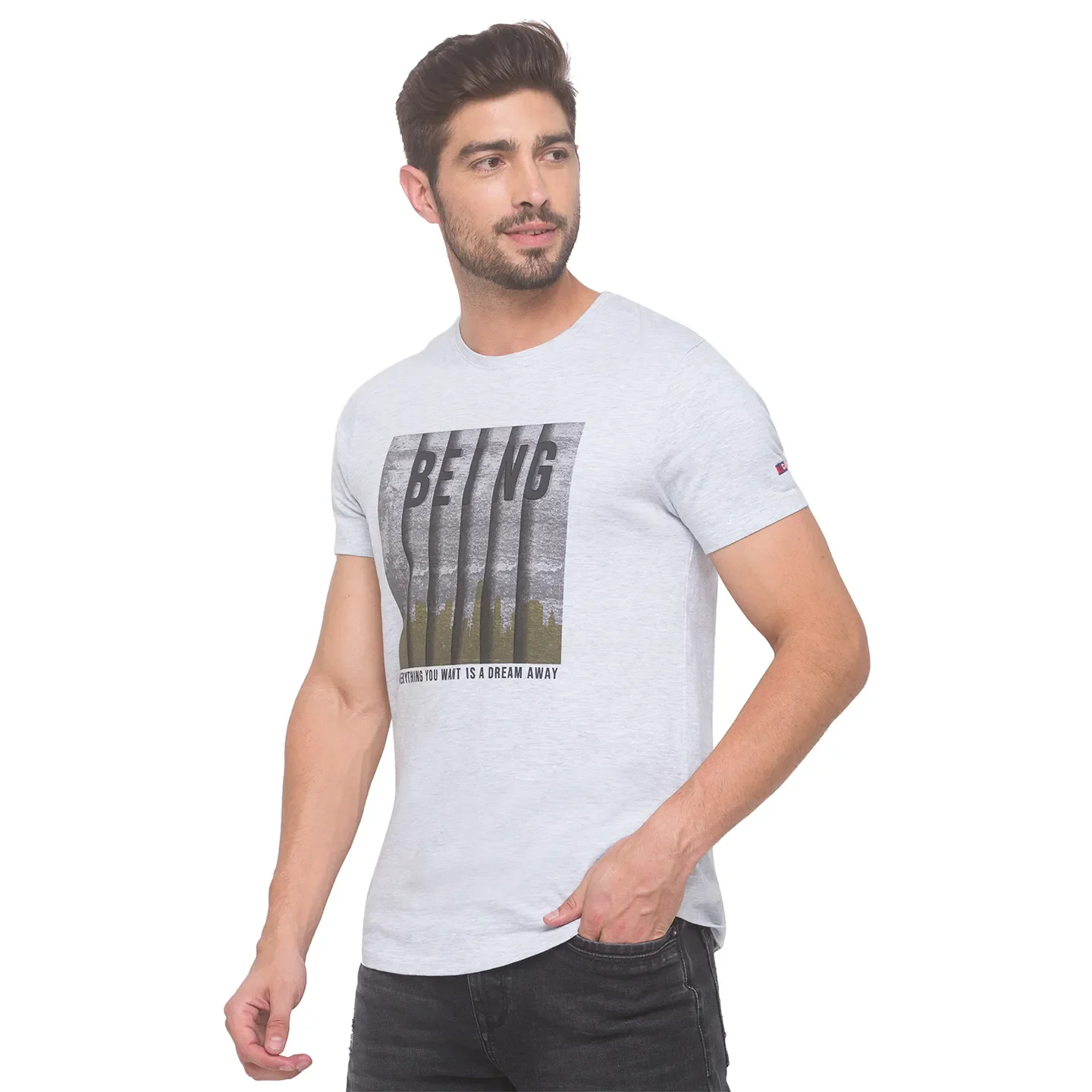 Grey Regular Fit Men's Short Sleeves T-Shirt by Being Human Clothing - Image 2