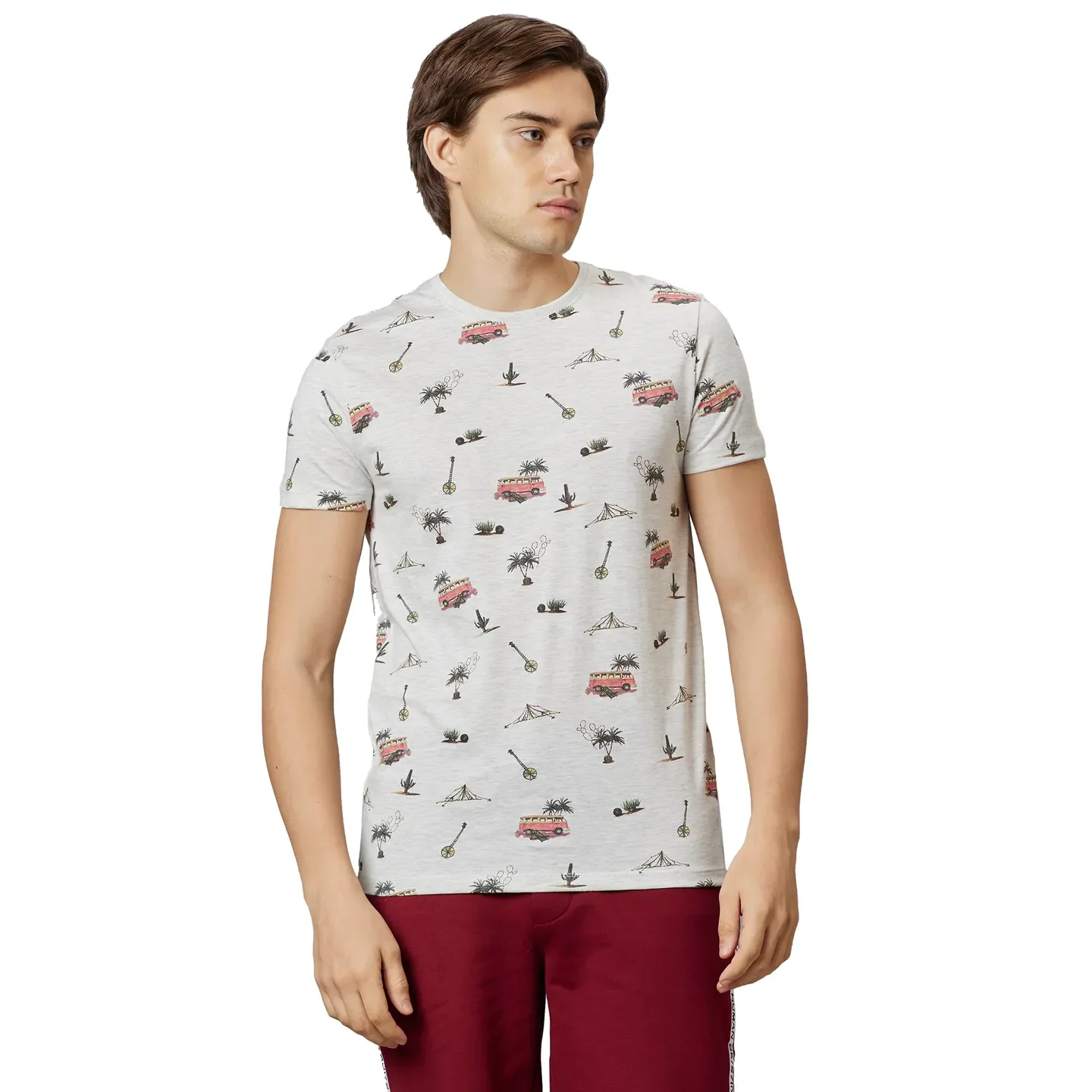 Grey  Regular Fit Round Neck Men's T-Shirt by Being Human Clothing