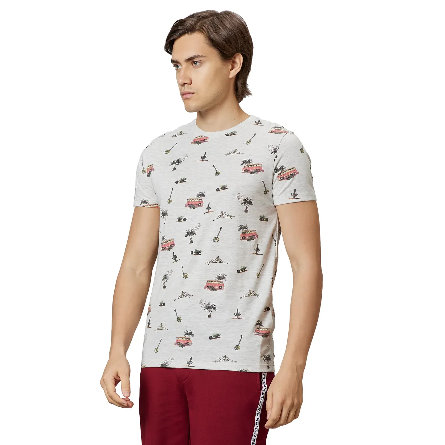 Grey  Regular Fit Round Neck Men's T-Shirt by Being Human Clothing - Image 3