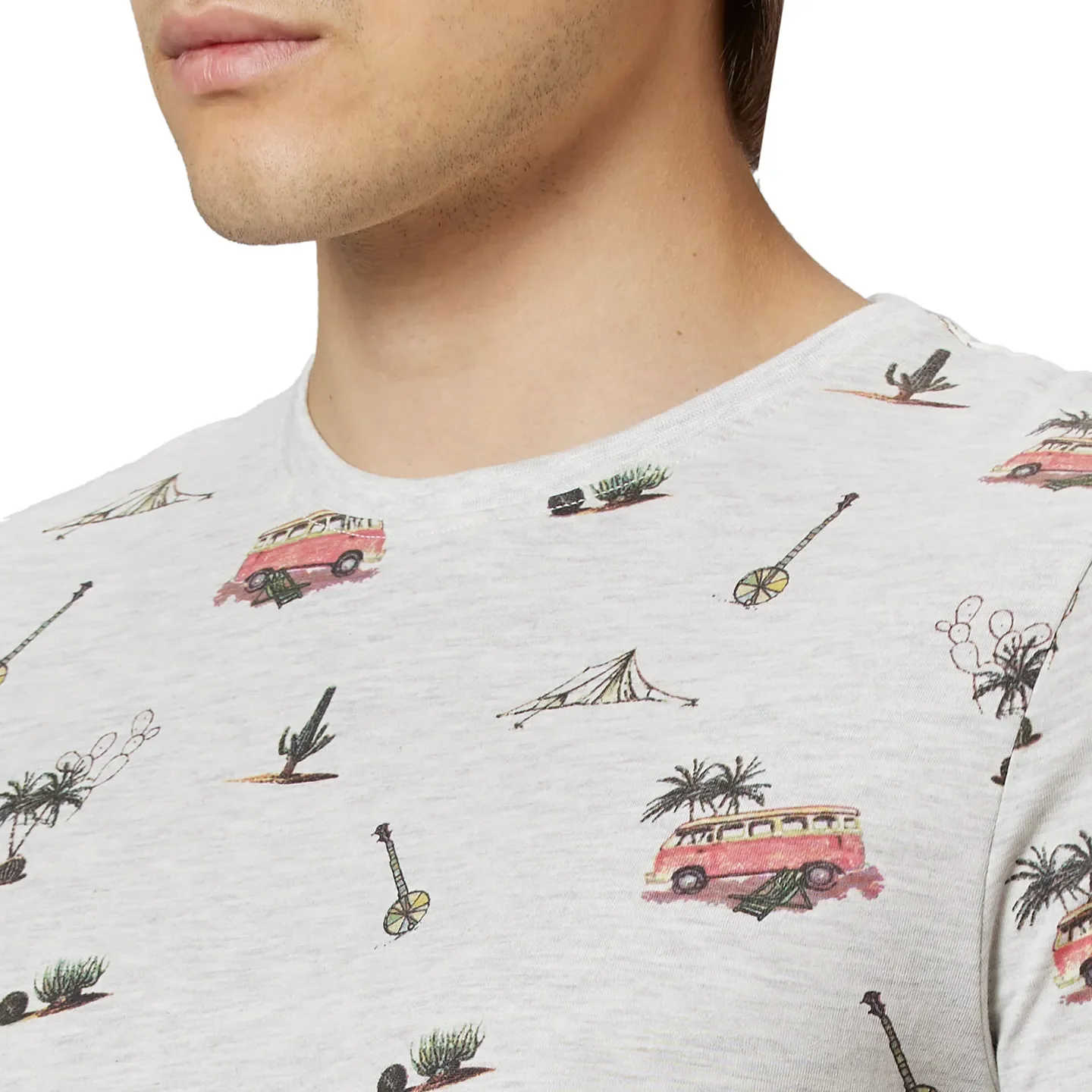 Grey  Regular Fit Round Neck Men's T-Shirt by Being Human Clothing - Image 4