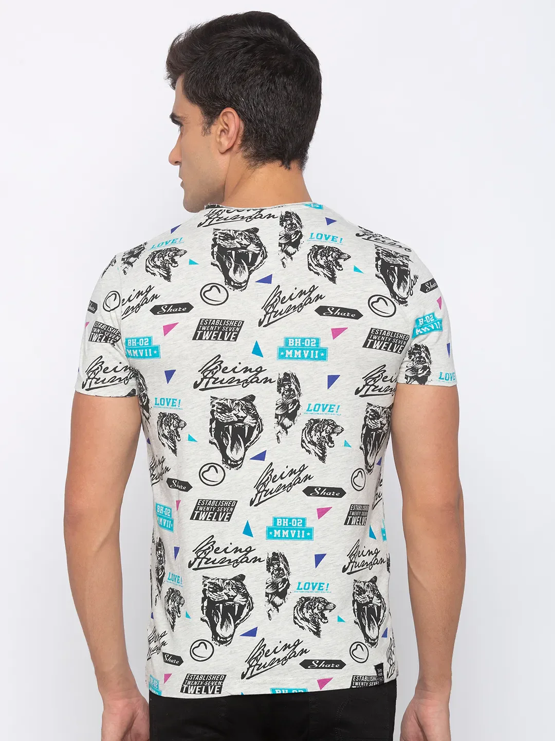 Grey Regular Fit Men's Short Sleeves T-Shirt by Being Human Clothing - Image 3