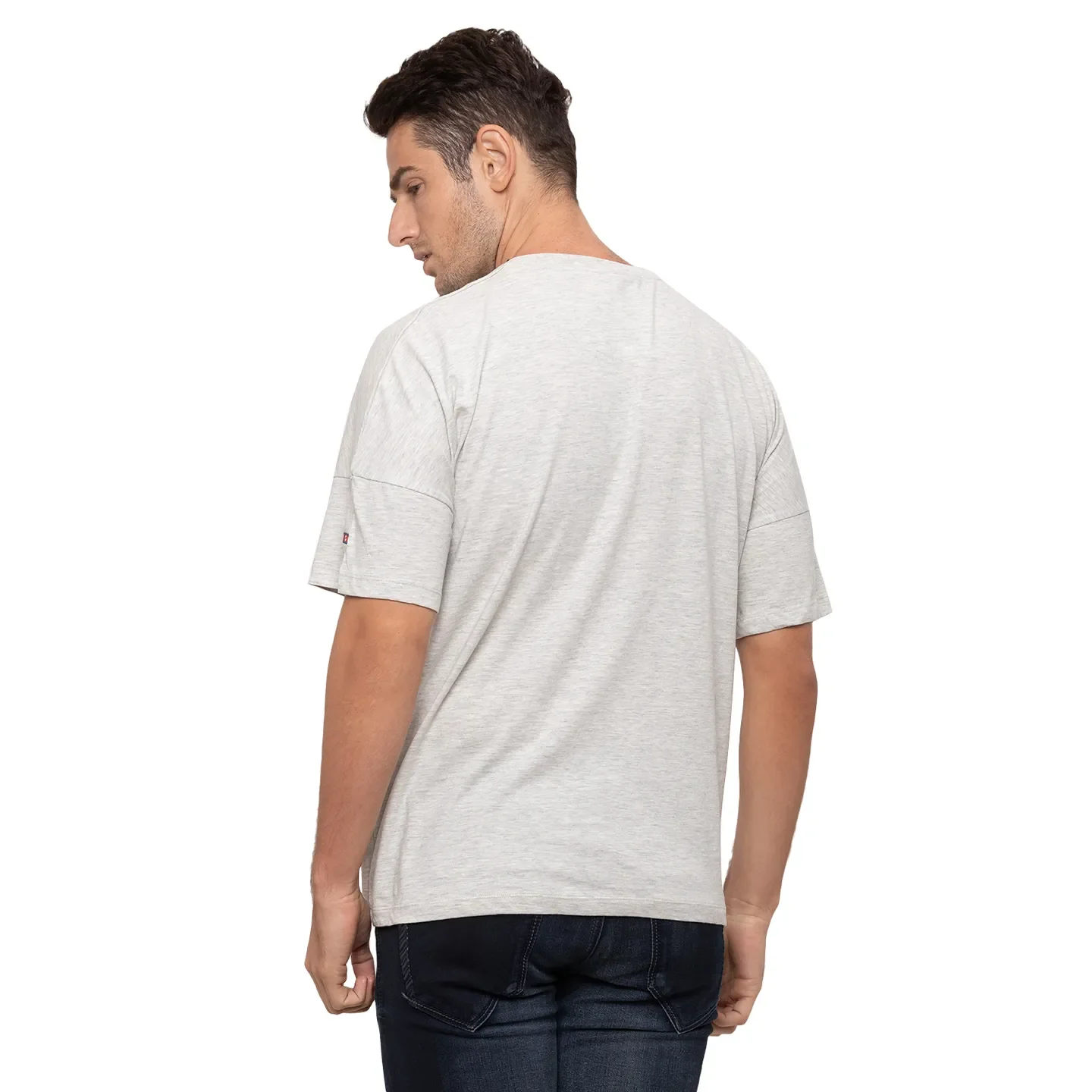 Grey  Regular Fit Round Neck Men's T-Shirt by Being Human Clothing - Image 3