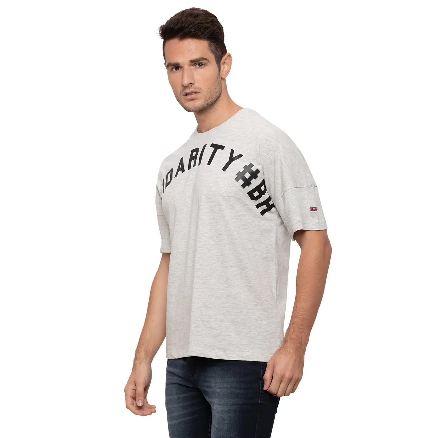 Grey  Regular Fit Round Neck Men's T-Shirt by Being Human Clothing - Image 4
