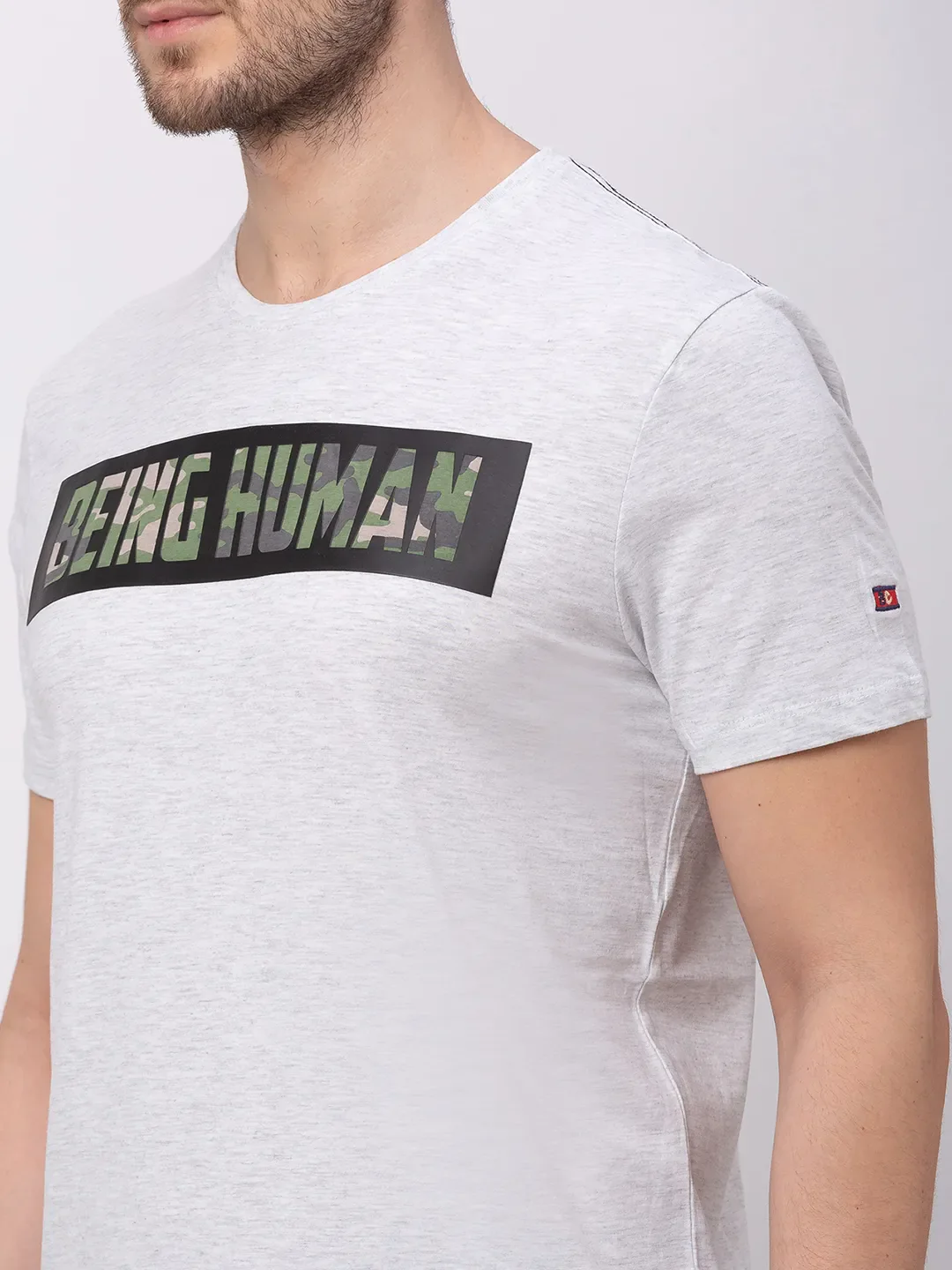 Grey Regular Fit Men's Short Sleeves T-Shirt by Being Human Clothing - Image 3