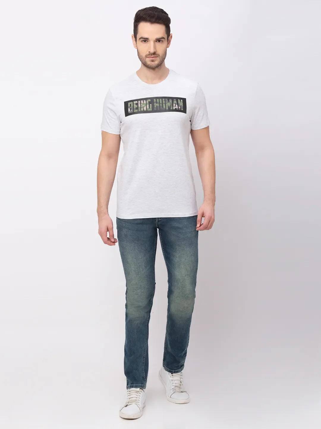 Grey Regular Fit Men's Short Sleeves T-Shirt by Being Human Clothing - Image 5