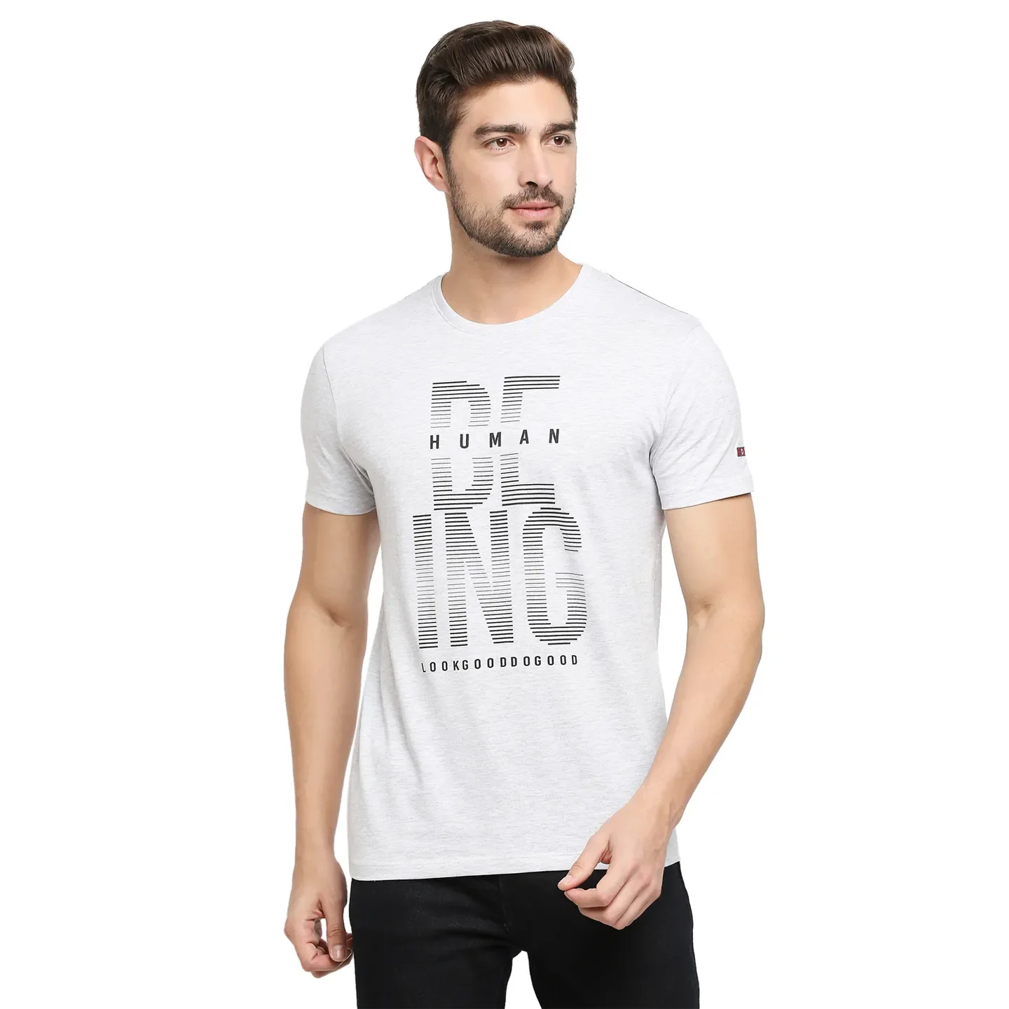 Grey Regular Fit Men's Short Sleeves T-Shirt by Being Human Clothing