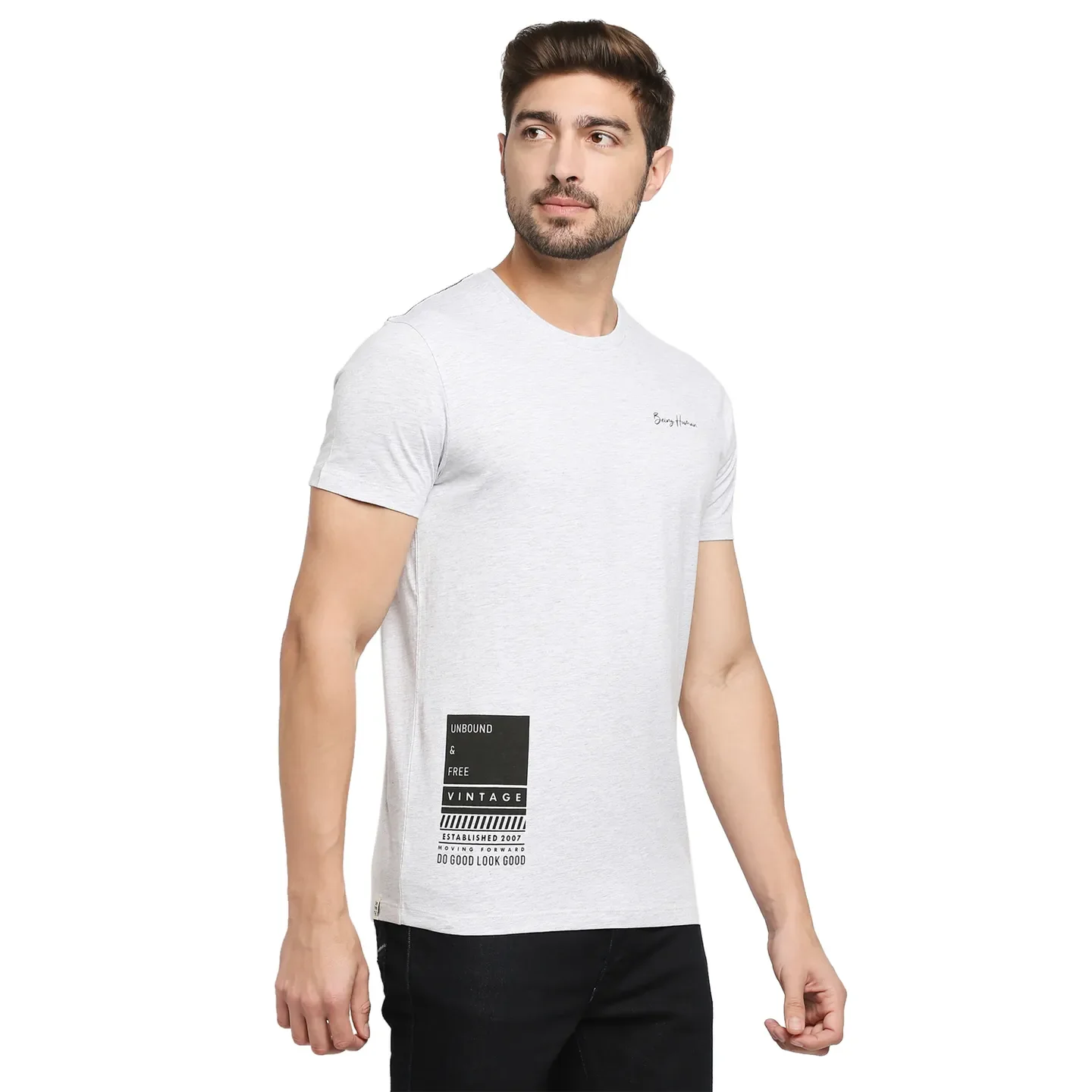 Grey Regular Fit Men's Short Sleeves T-Shirt by Being Human Clothing - Image 3