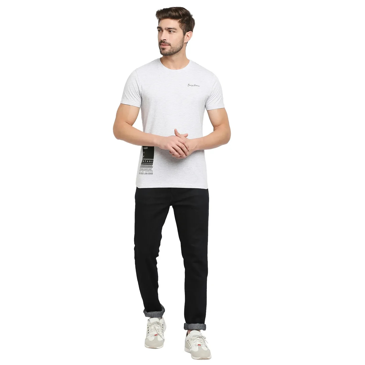 Grey Regular Fit Men's Short Sleeves T-Shirt by Being Human Clothing - Image 6