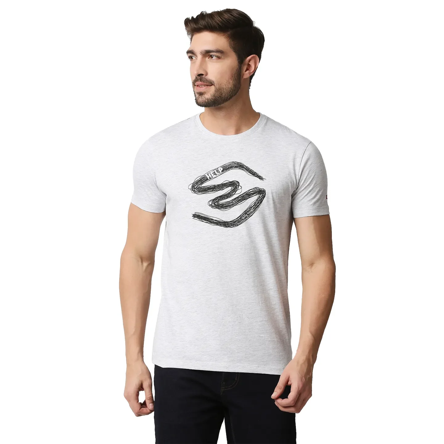 Grey Regular Fit Men's Short Sleeves T-Shirt by Being Human Clothing