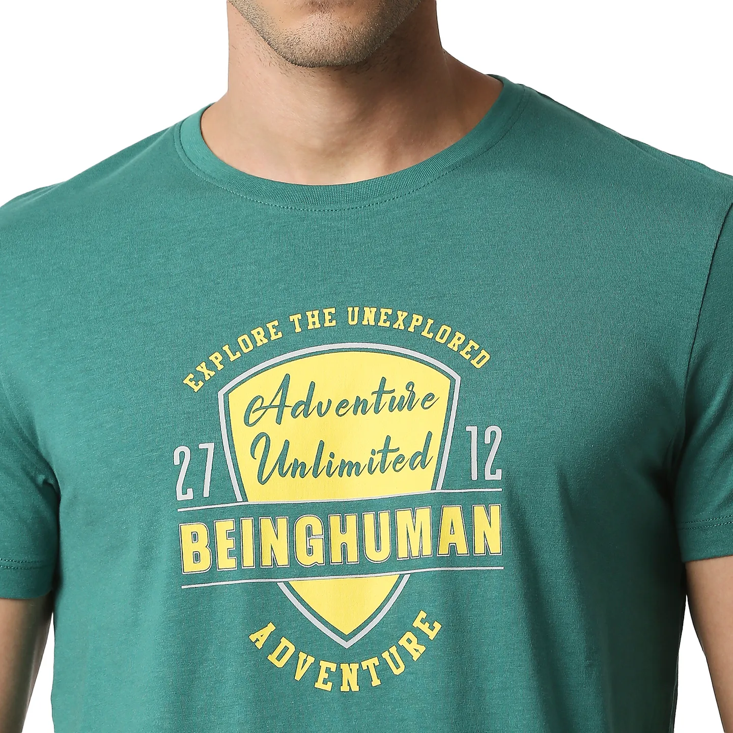 Green Slim Straight Fit Men's Short Sleeves T-Shirt by Being Human Clothing - Image 4