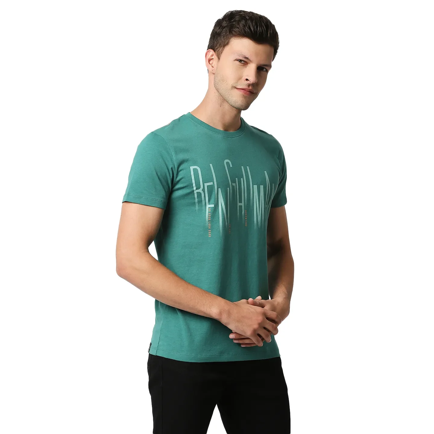 Green Slim Straight Fit Men's Short Sleeves T-Shirt by Being Human Clothing - Image 2