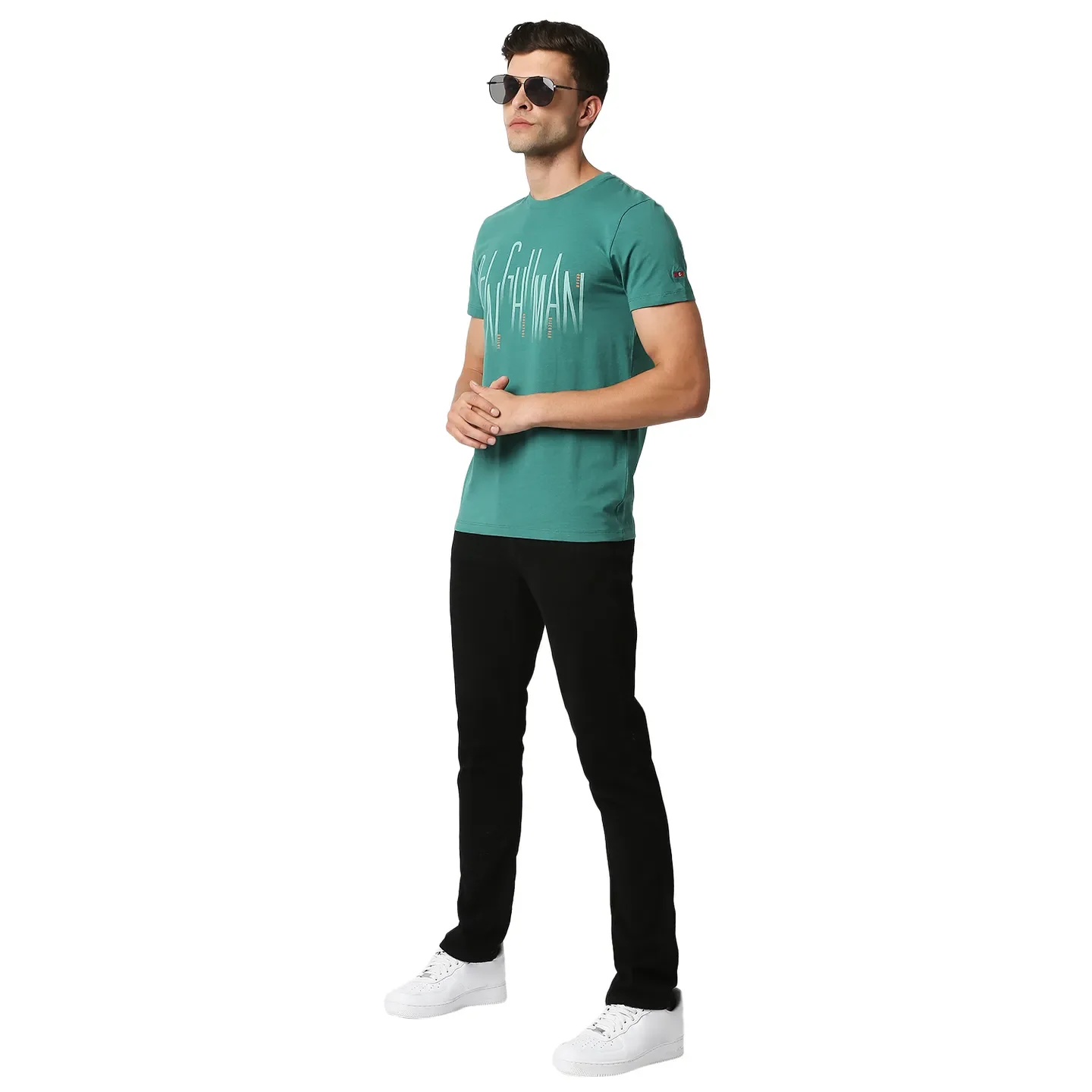 Green Slim Straight Fit Men's Short Sleeves T-Shirt by Being Human Clothing - Image 4
