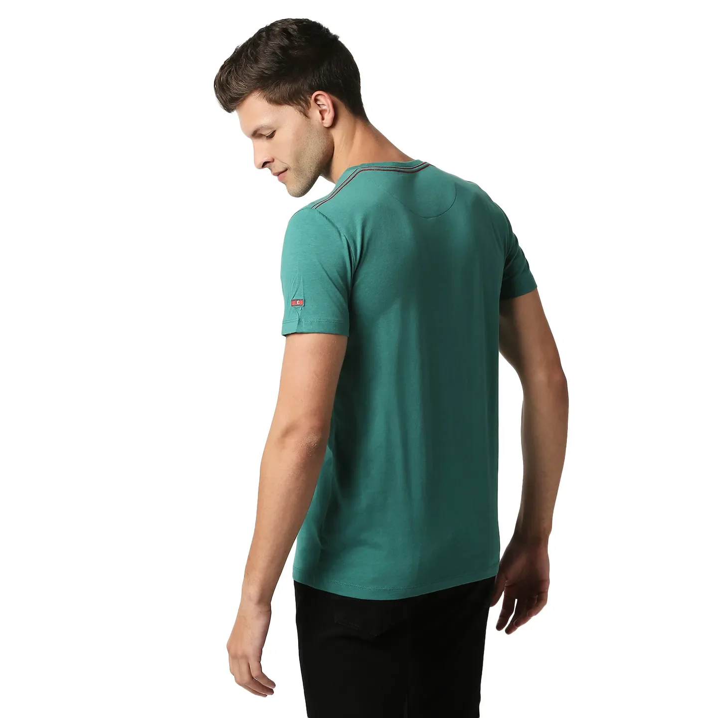 Green Slim Straight Fit Men's Short Sleeves T-Shirt by Being Human Clothing - Image 3