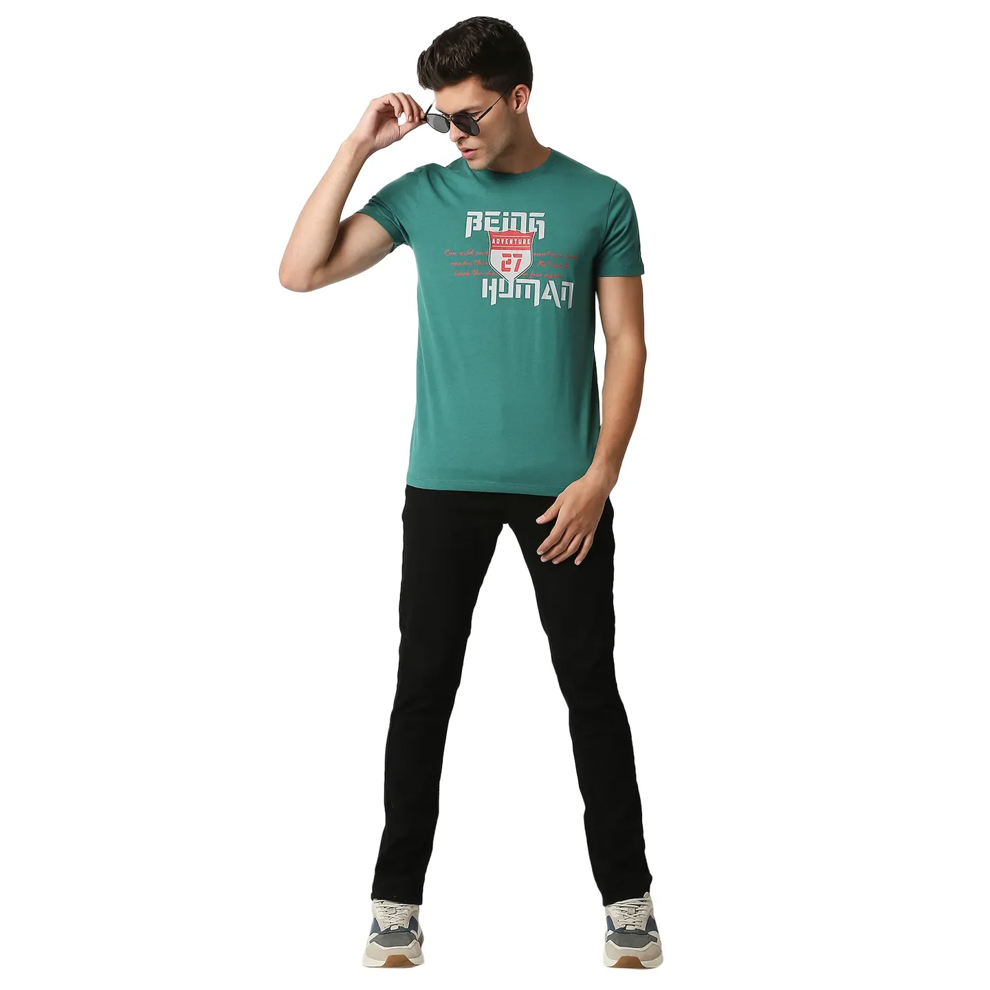 Green Slim Straight Fit Men's Short Sleeves T-Shirt by Being Human Clothing - Image 5