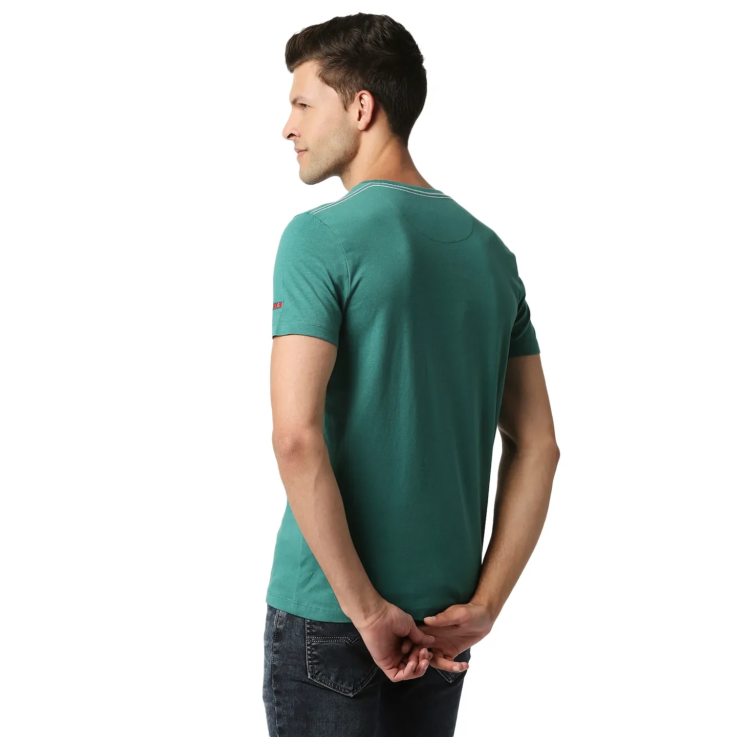 Green Regular Fit Men's Short Sleeves T-Shirt by Being Human Clothing - Image 3