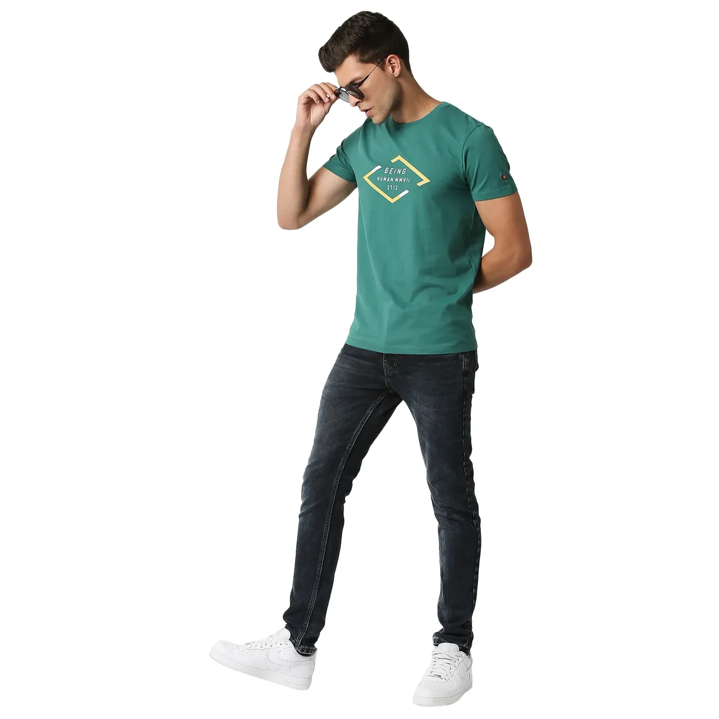 Green Regular Fit Men's Short Sleeves T-Shirt by Being Human Clothing - Image 5