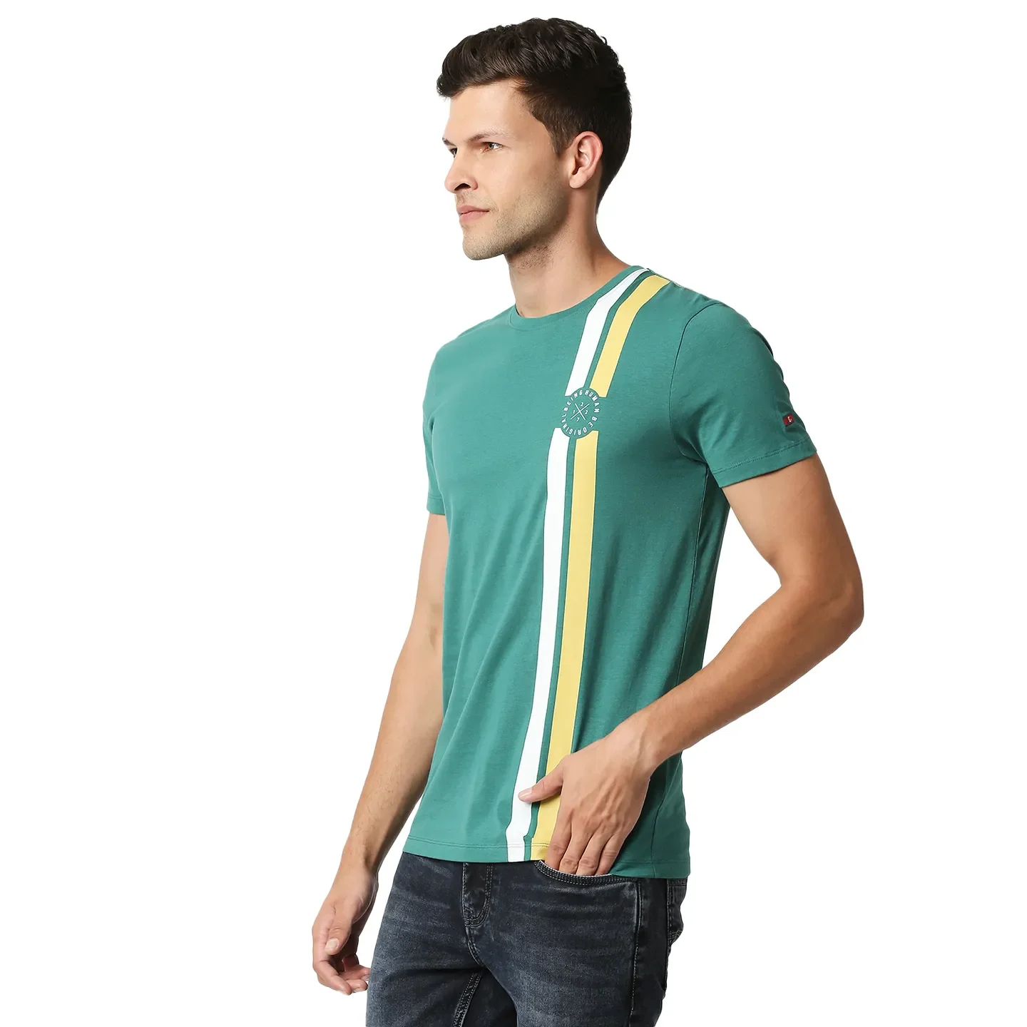 Green Regular Fit Men's Short Sleeves T-Shirt by Being Human Clothing - Image 2