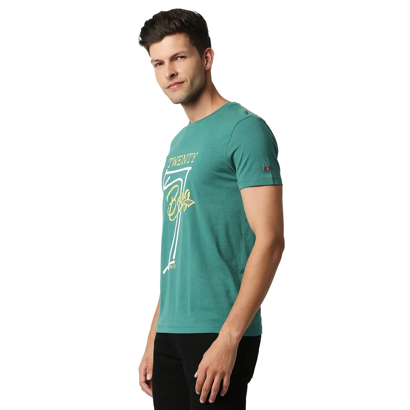 Green Regular Fit Men's Short Sleeves T-Shirt by Being Human Clothing - Image 2
