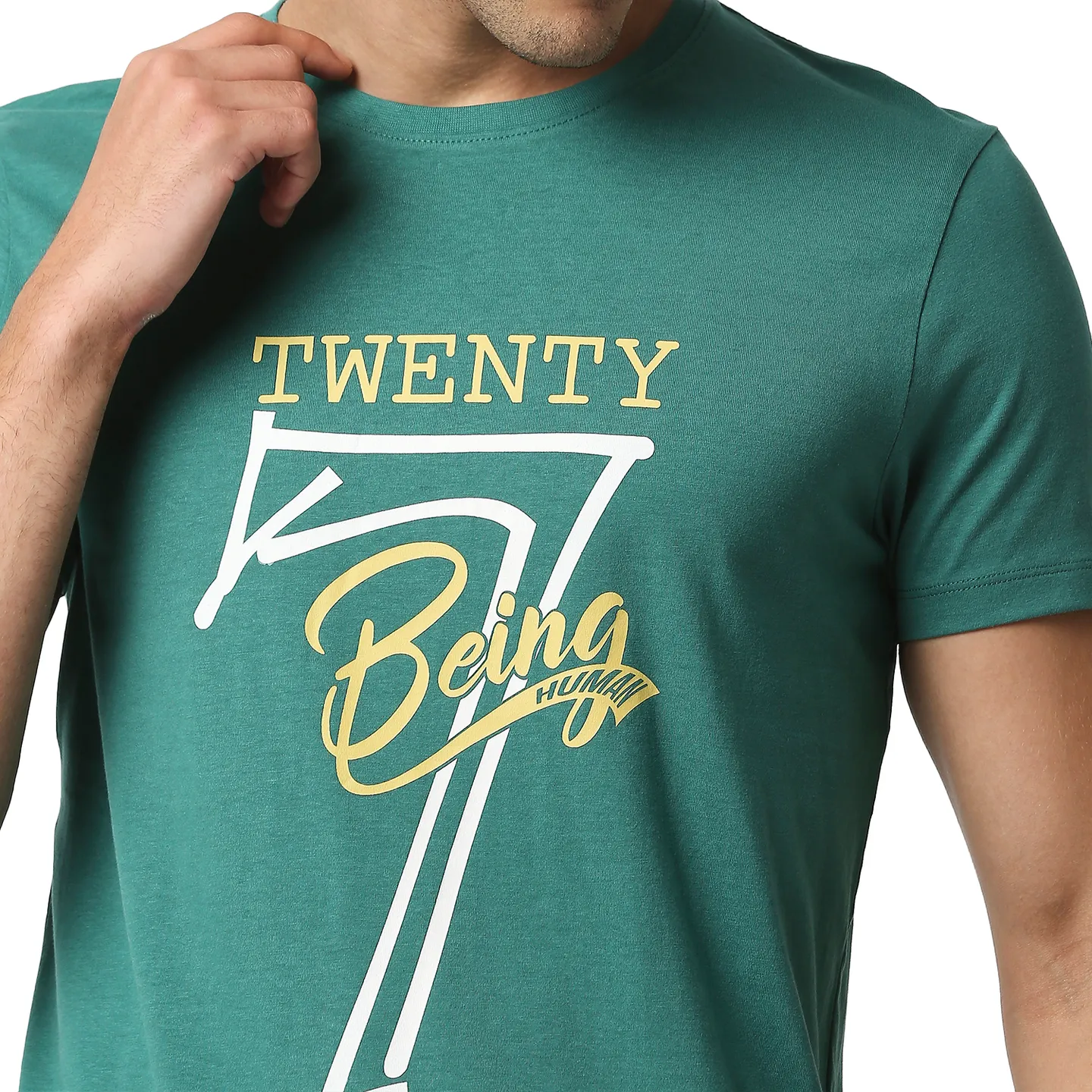 Green Regular Fit Men's Short Sleeves T-Shirt by Being Human Clothing - Image 4