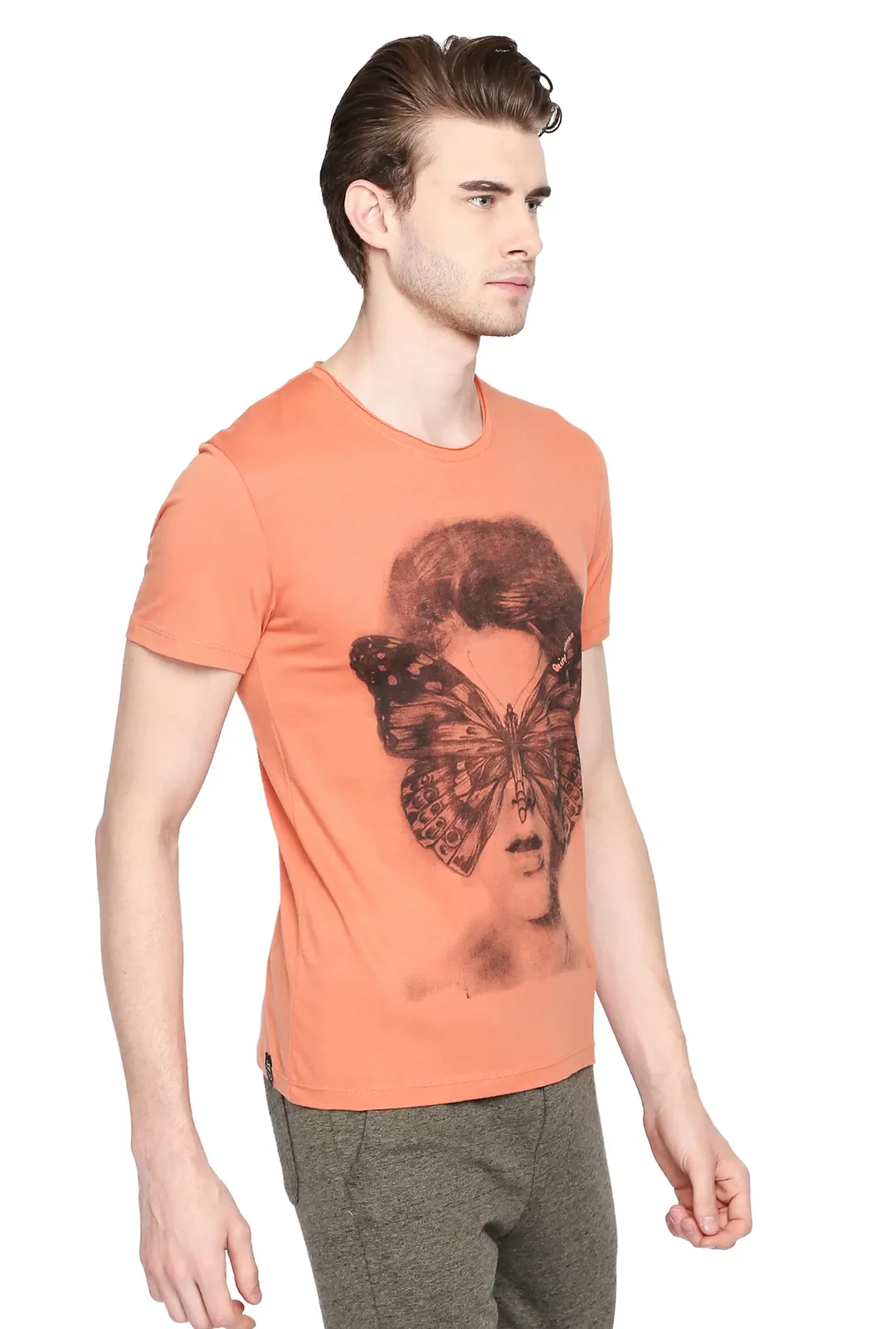 Orange Regular Fit Men's Short Sleeves T-Shirt by Being Human Clothing - Image 2