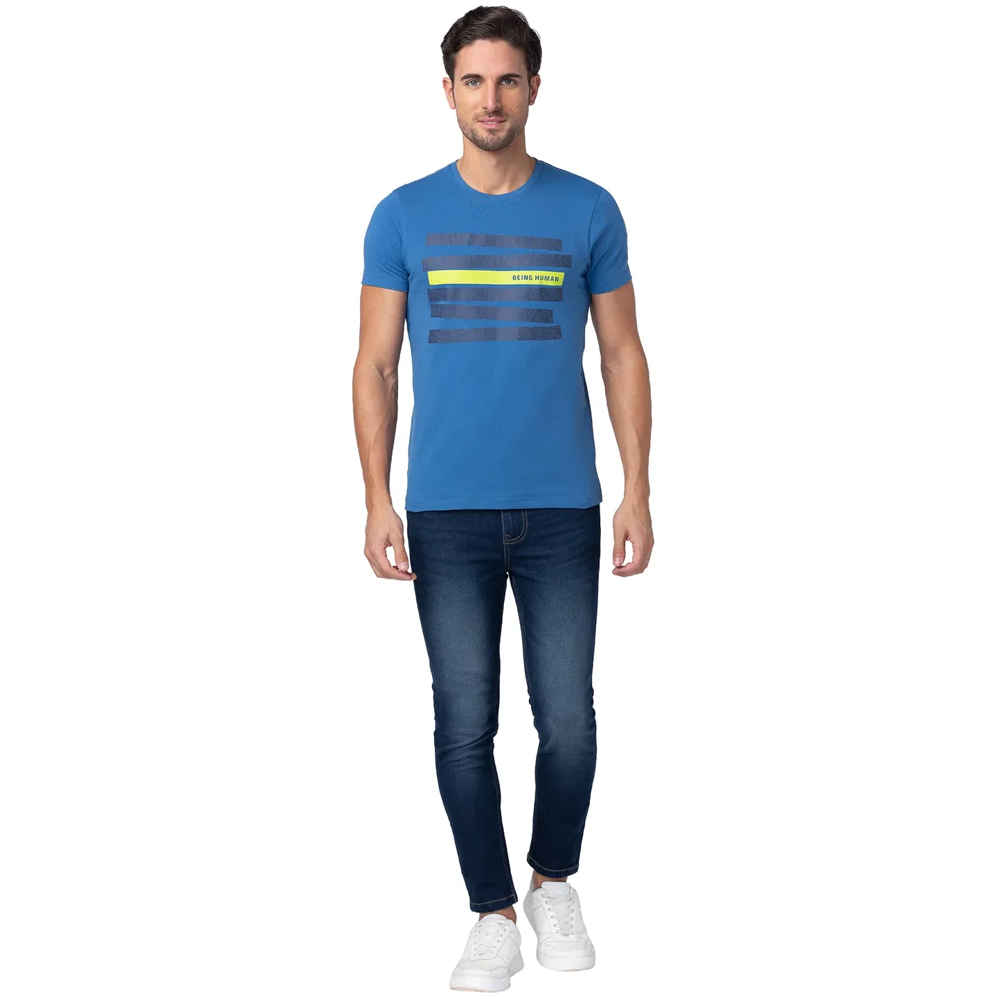 Blue Regular Fit Men's Short Sleeves T-Shirt by Being Human Clothing - Image 2