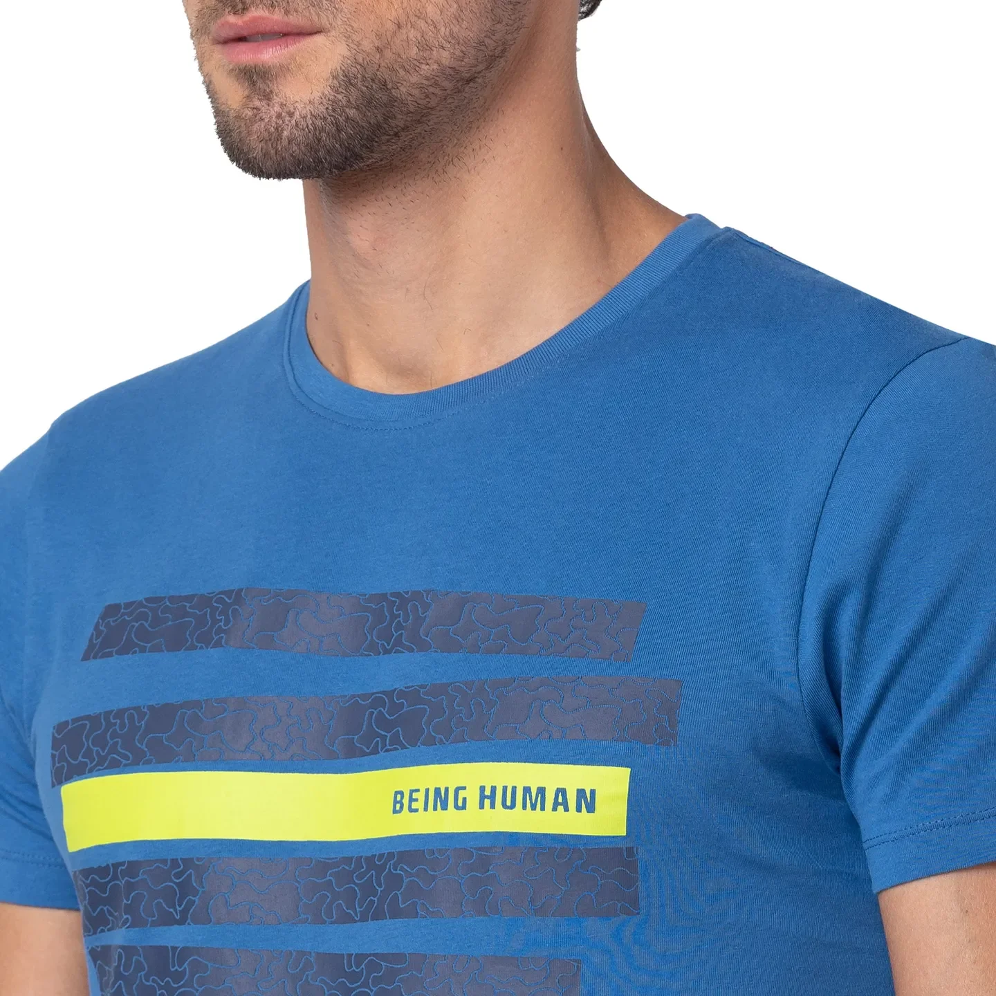 Blue Regular Fit Men's Short Sleeves T-Shirt by Being Human Clothing - Image 5