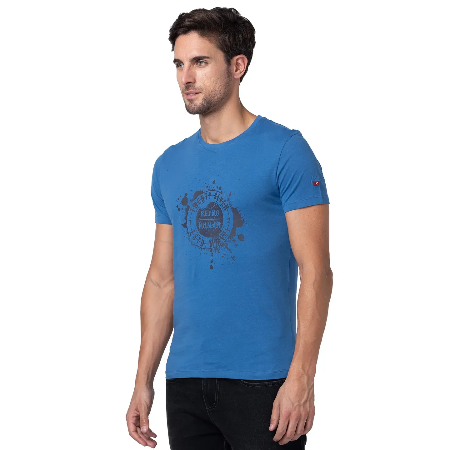 Federal Blue Regular Fit Round Neck Men's T-Shirt by Being Human Clothing - Image 4