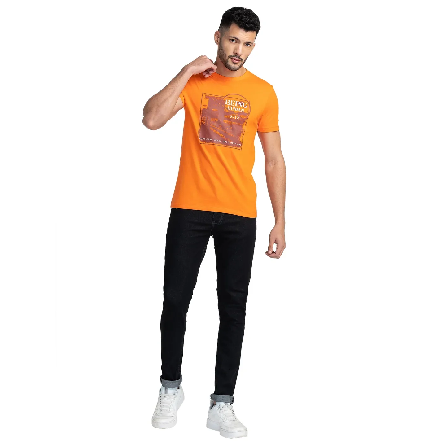 Blue Regular Fit Men's Short Sleeves T-Shirt by Being Human Clothing - Image 2