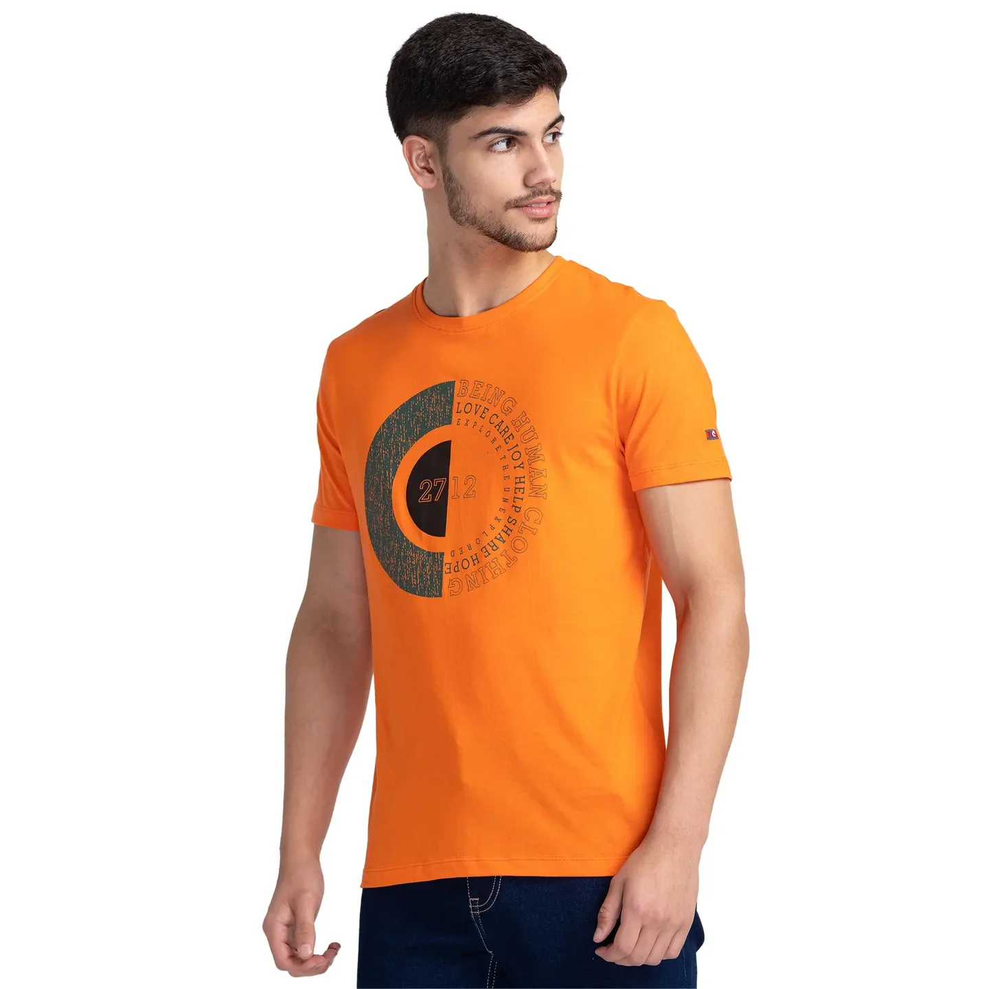 Blue Regular Fit Men's Short Sleeves T-Shirt by Being Human Clothing - Image 4