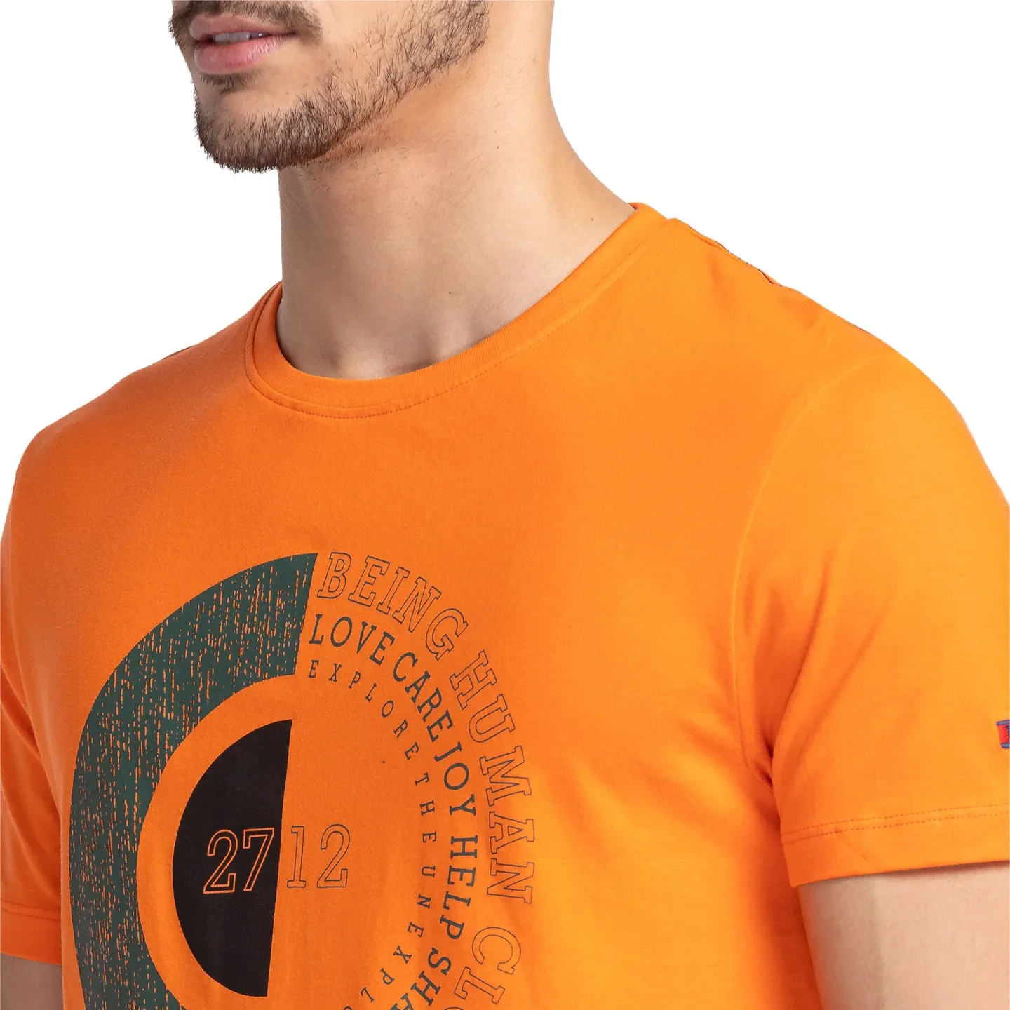 Blue Regular Fit Men's Short Sleeves T-Shirt by Being Human Clothing - Image 5
