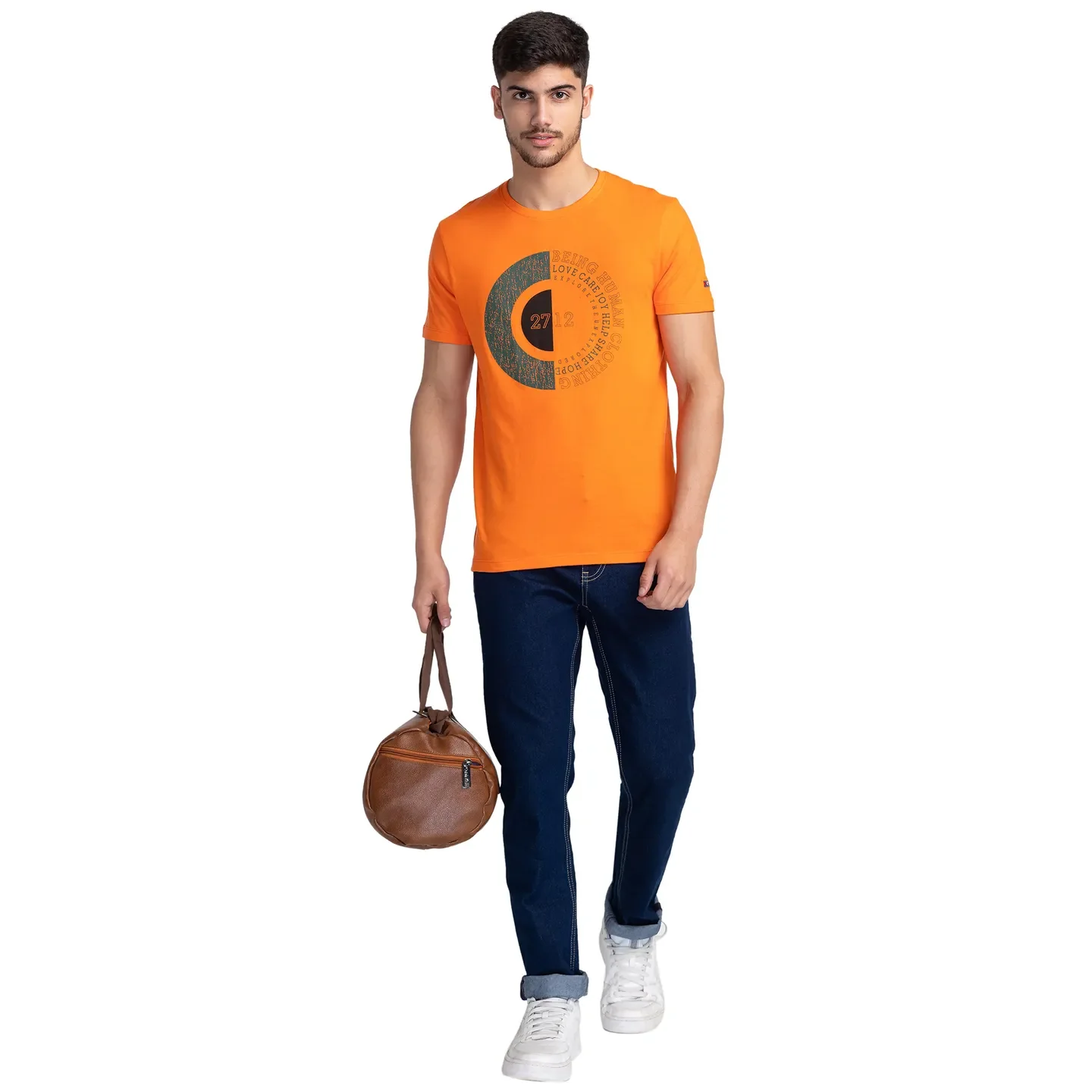 Blue Regular Fit Men's Short Sleeves T-Shirt by Being Human Clothing - Image 6