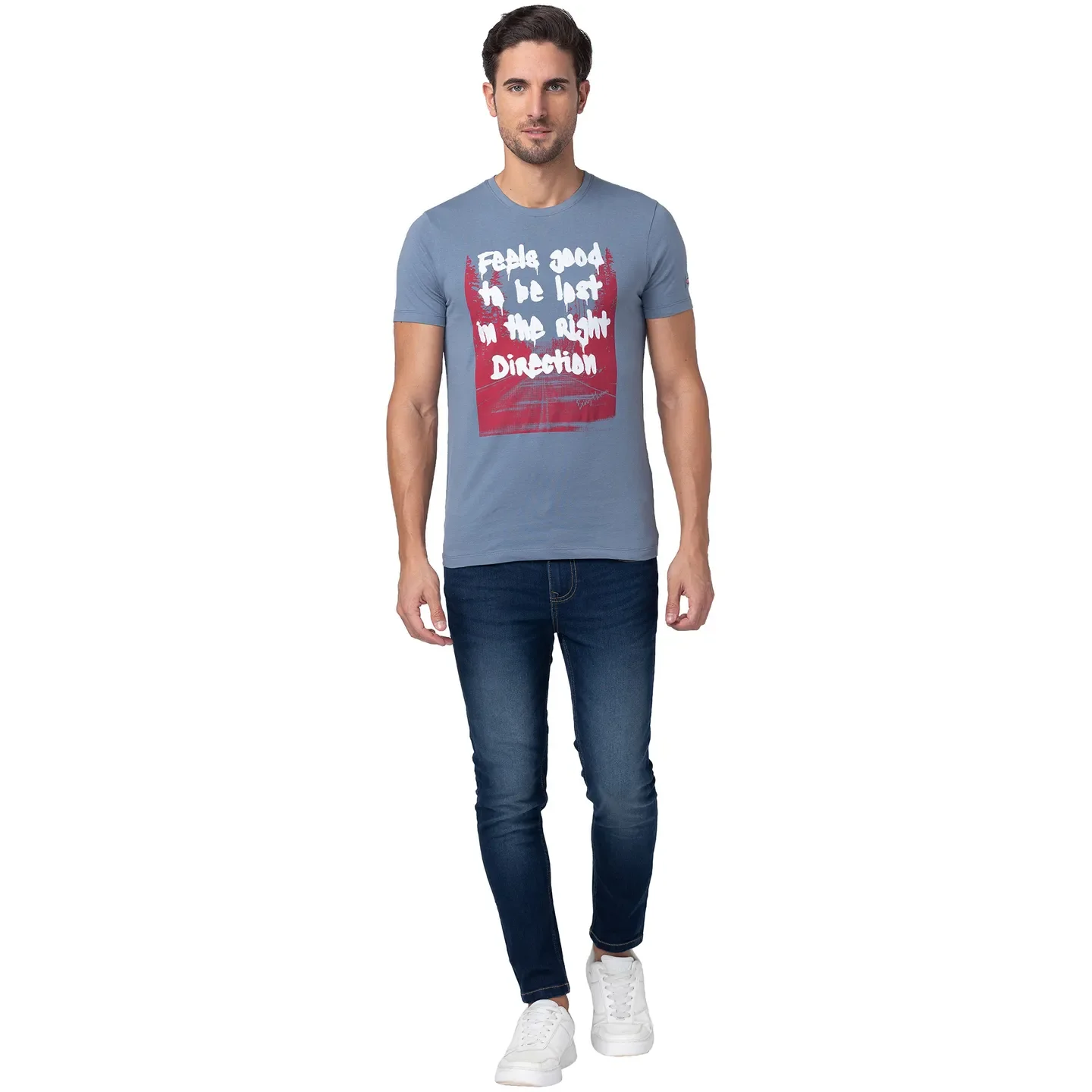 Blue Regular Fit Men's Short Sleeves T-Shirt by Being Human Clothing - Image 2