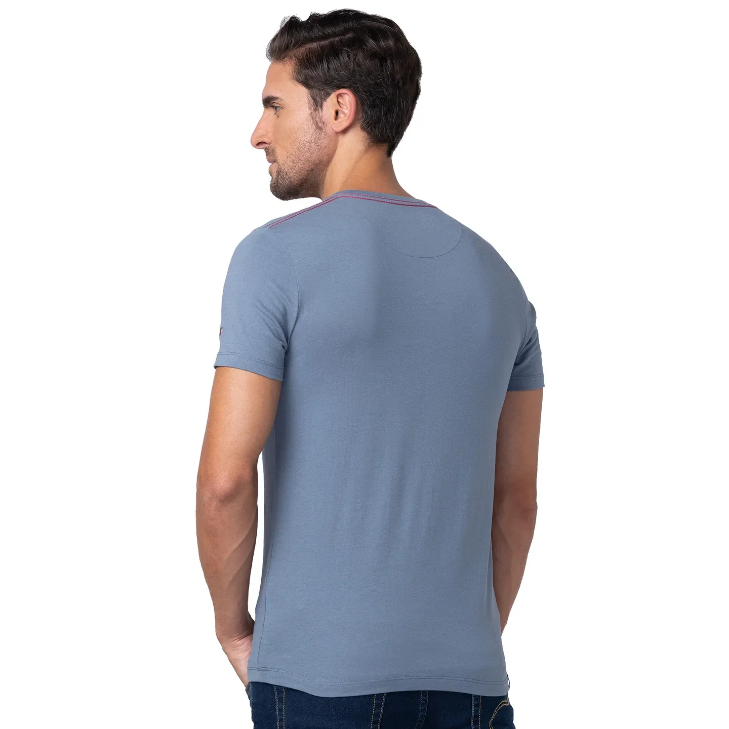 Blue Regular Fit Men's Short Sleeves T-Shirt by Being Human Clothing - Image 3