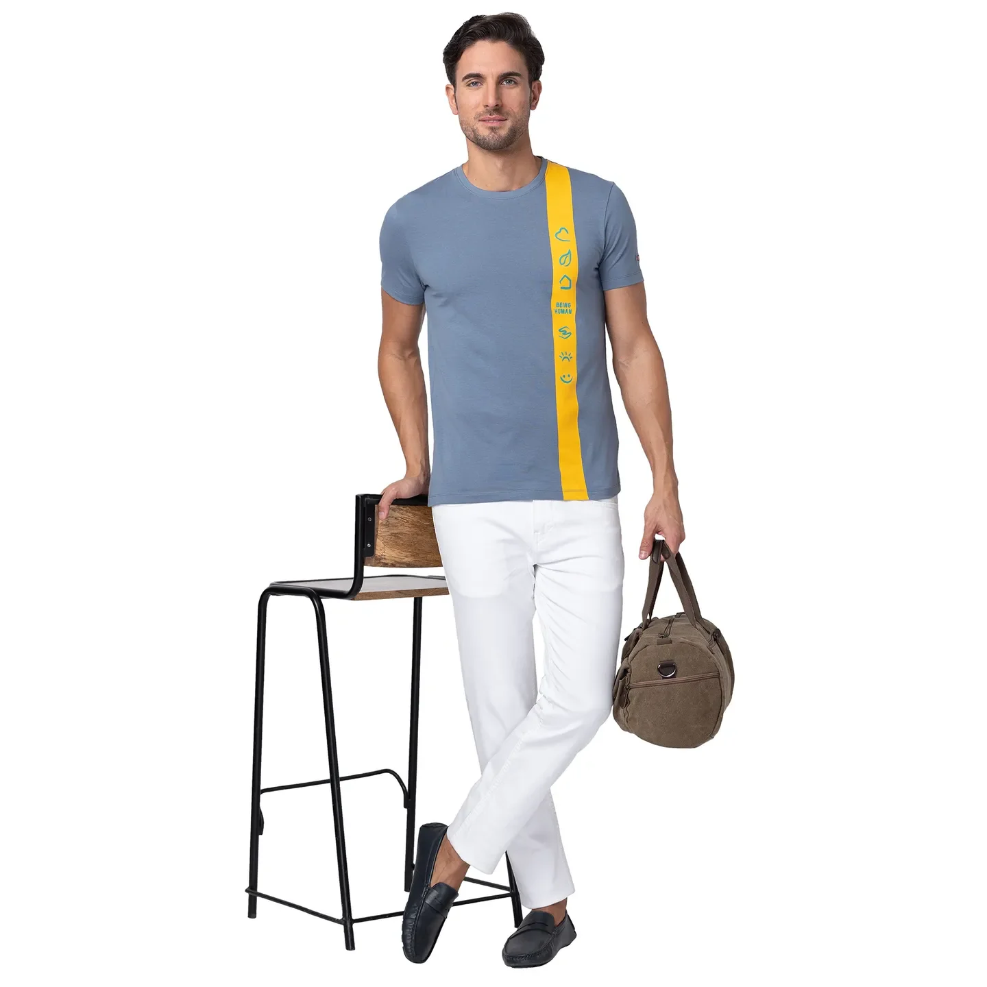 Blue Regular Fit Men's Short Sleeves T-Shirt by Being Human Clothing - Image 6