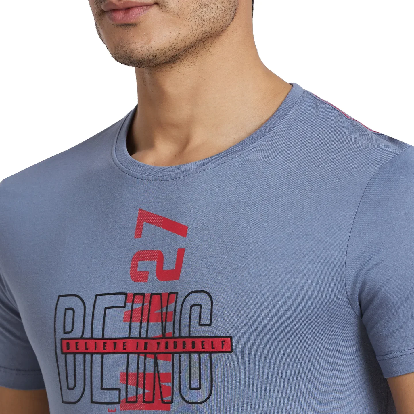 Blue Regular Fit Men's Short Sleeves T-Shirt by Being Human Clothing - Image 4