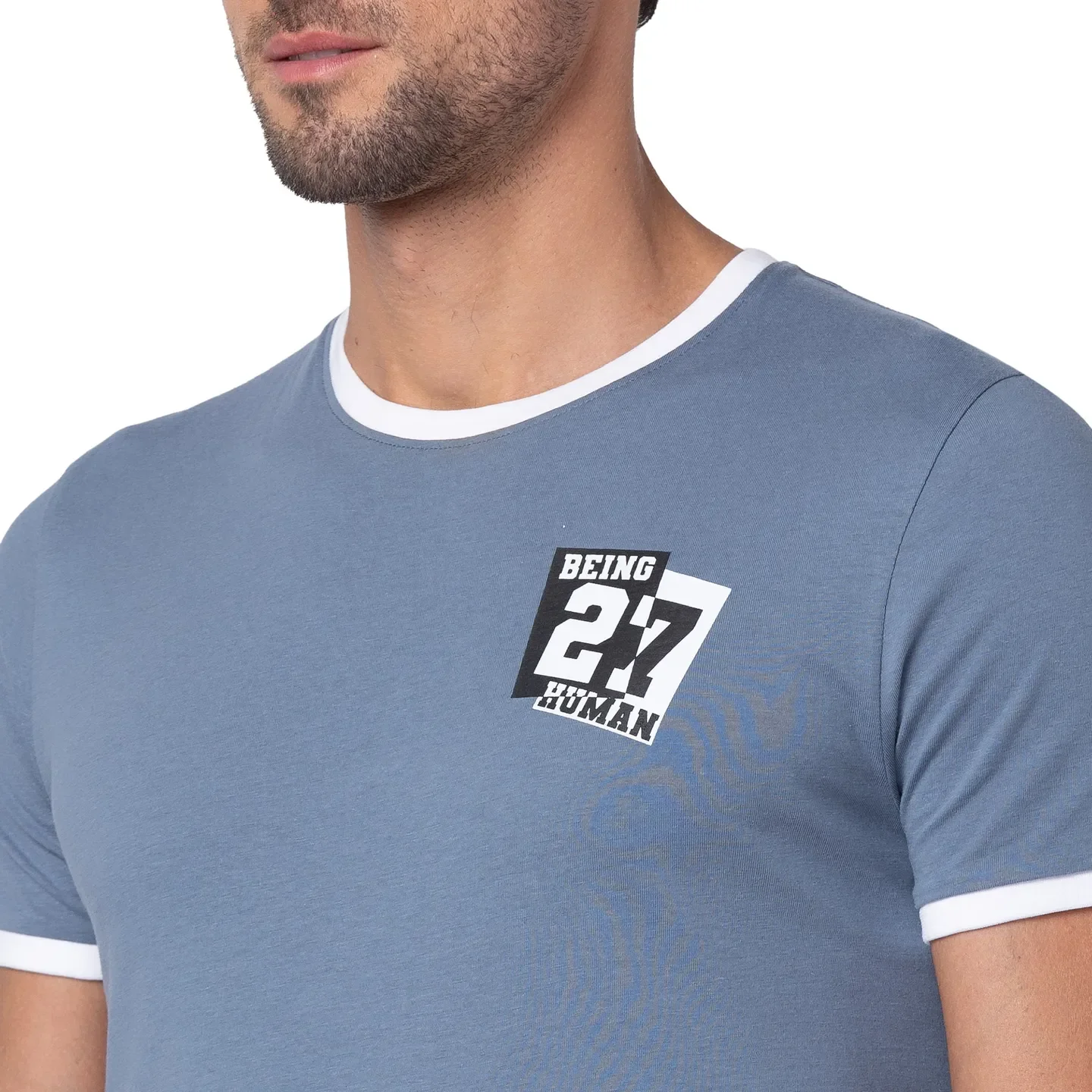 Blue Regular Fit Men's Short Sleeves T-Shirt by Being Human Clothing - Image 5