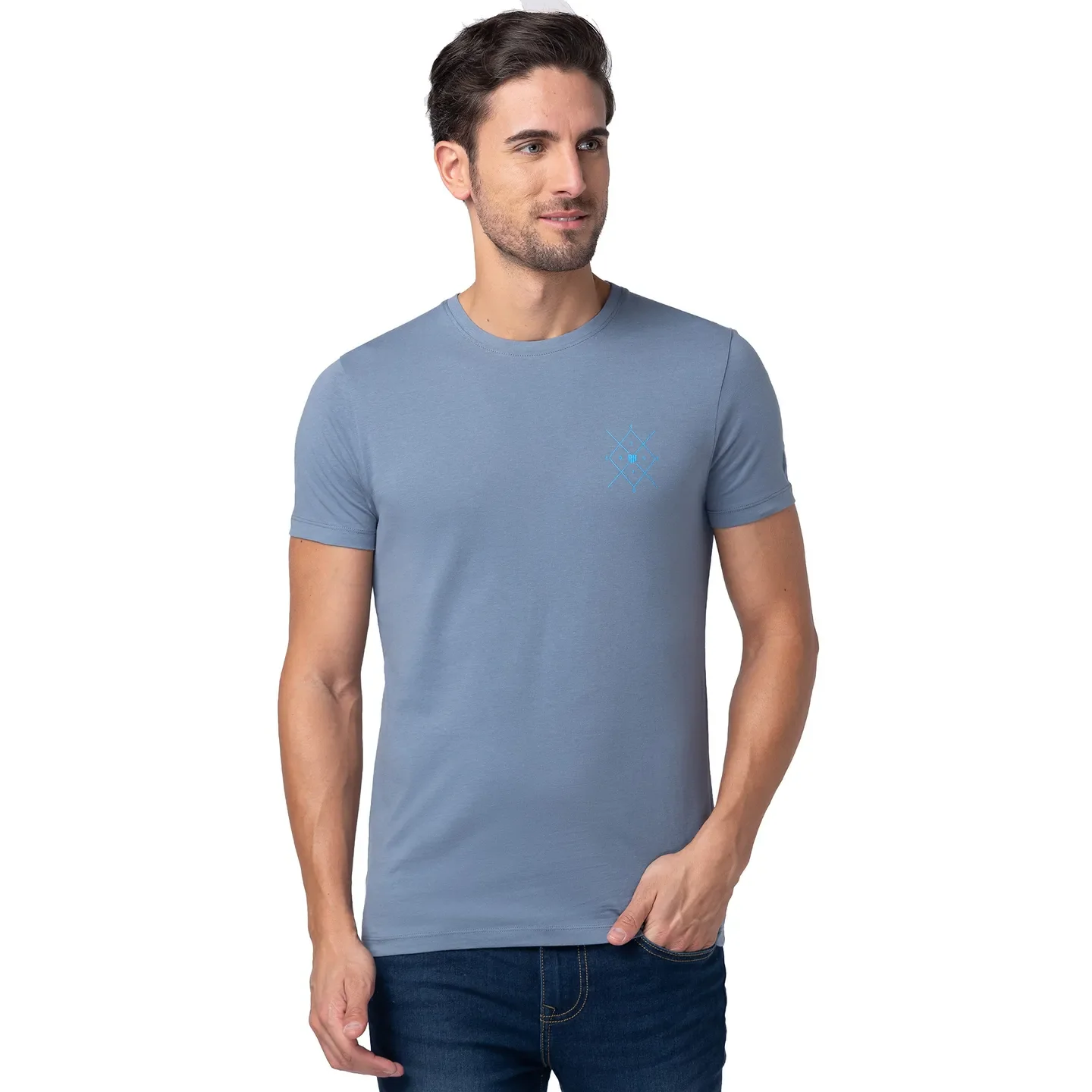 Blue Regular Fit Men's Short Sleeves T-Shirt by Being Human Clothing