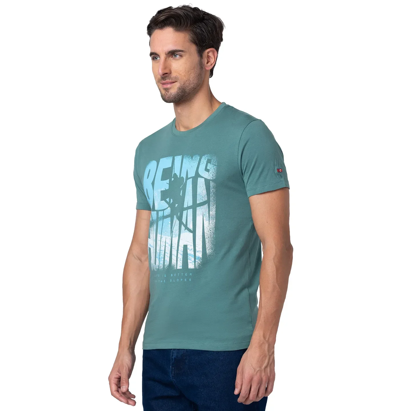 Foliage Green Regular Fit Round Neck Men's T-Shirt by Being Human Clothing - Image 4