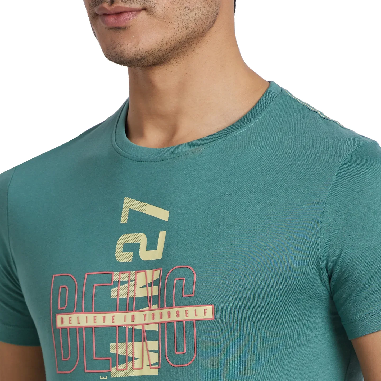 Green Regular Fit Men's Short Sleeves T-Shirt by Being Human Clothing - Image 4