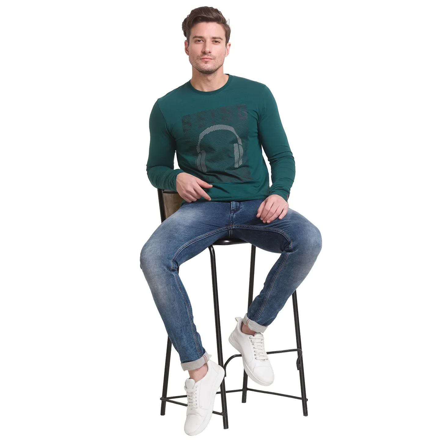 Forest Green Regular Fit Round Neck Men's T-Shirt by Being Human Clothing - Image 3