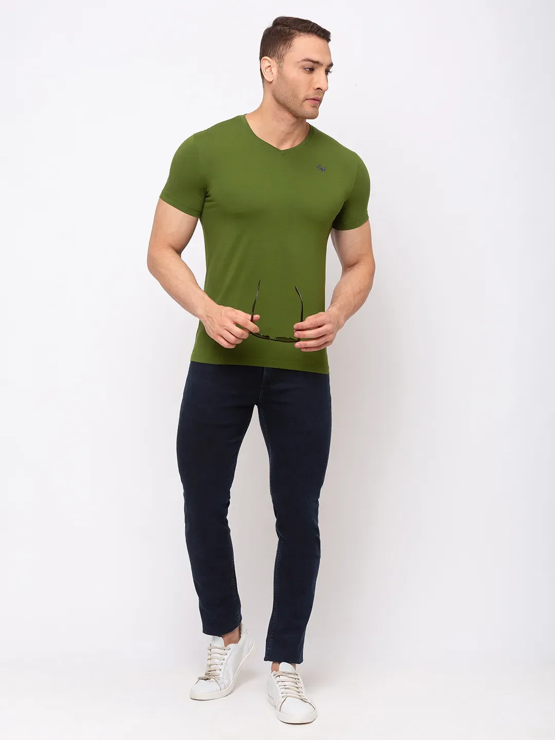 Green Regular Fit Men's Short Sleeves T-Shirt by Being Human Clothing - Image 11