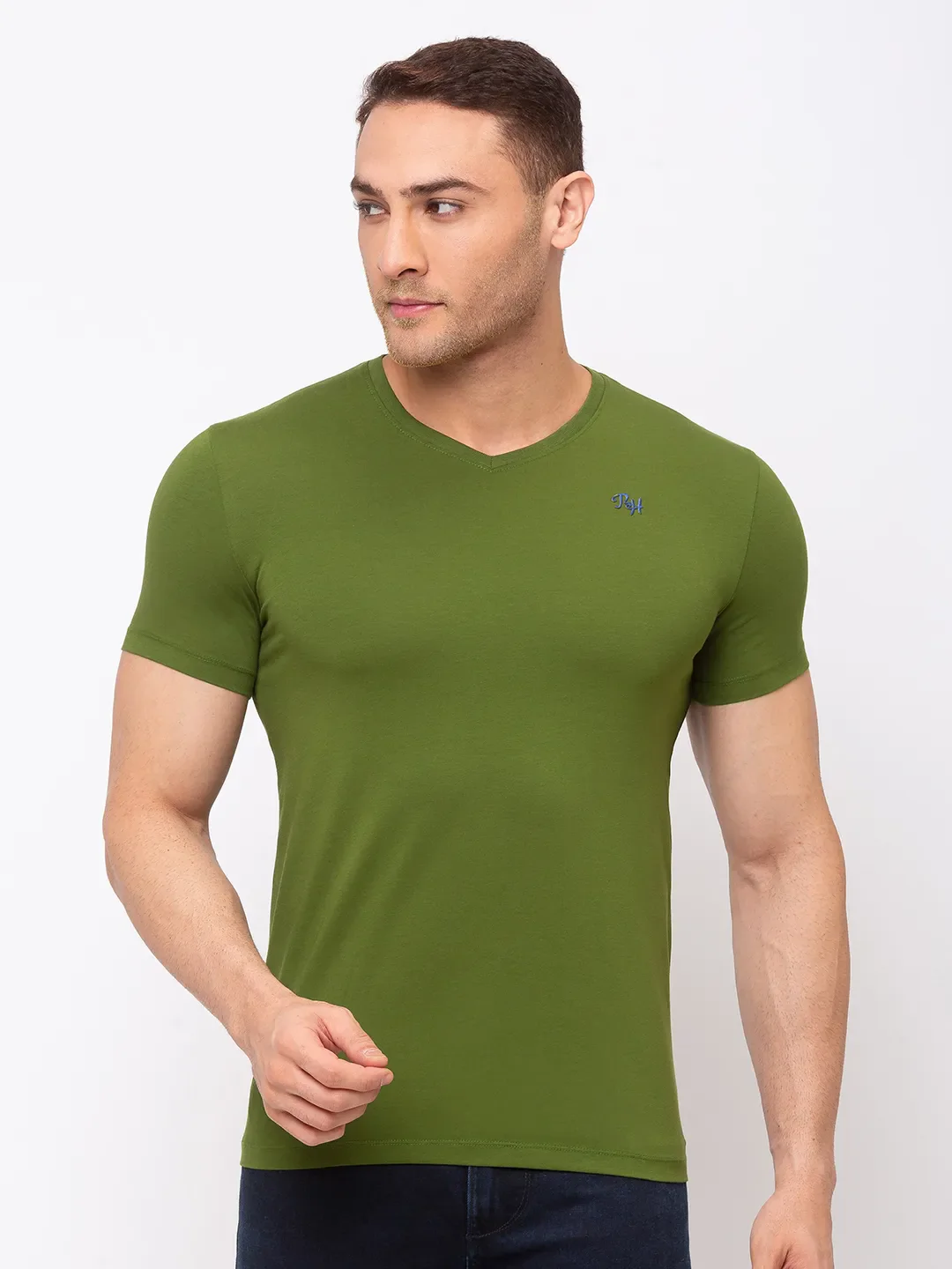 Green Regular Fit Men's Short Sleeves T-Shirt by Being Human Clothing - Image 6