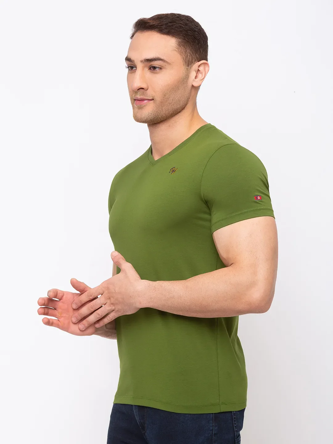 Green Regular Fit Men's Short Sleeves T-Shirt by Being Human Clothing - Image 7