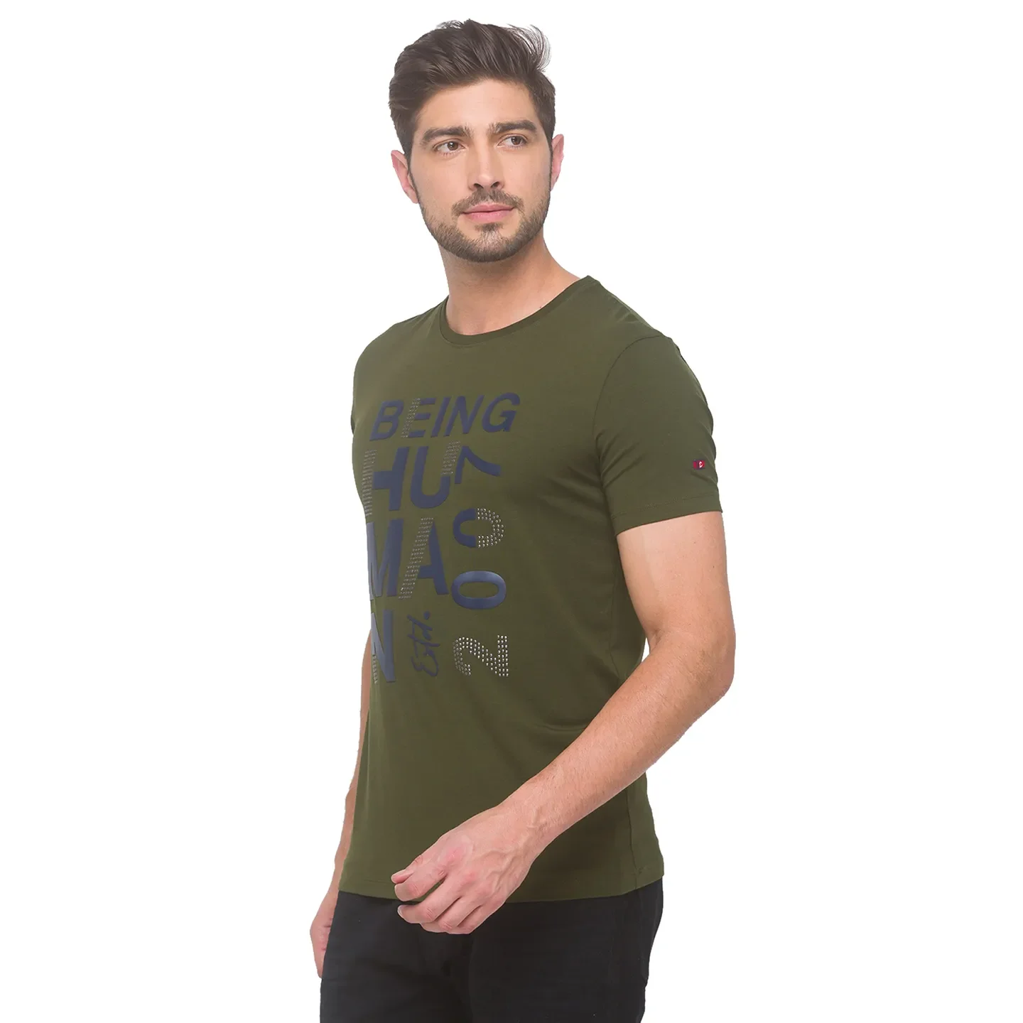 Forest Green Regular Fit Round Neck Mens' T-Shirt by Being Human Clothing - Image 3