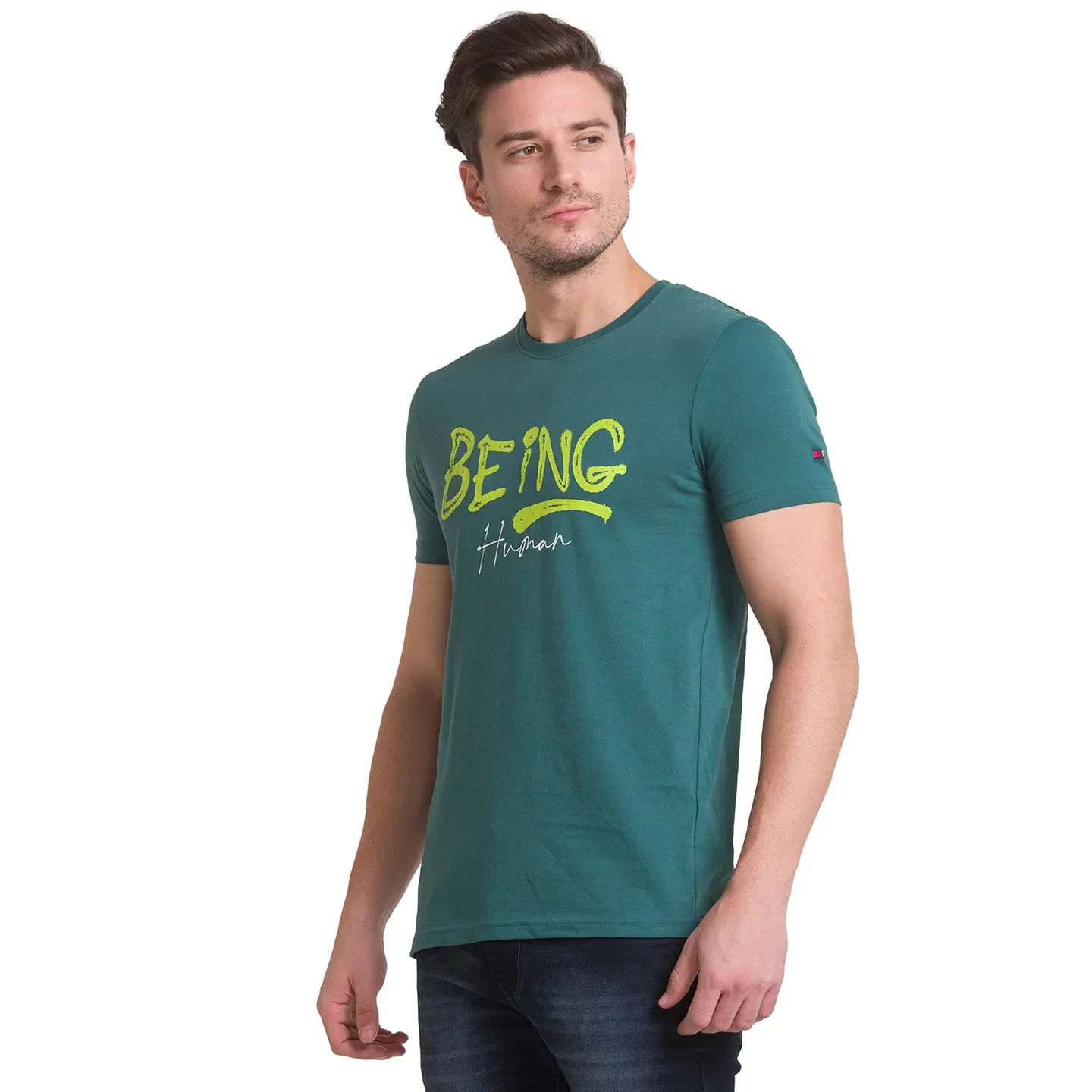 Forest Green Regular Fit Round Neck Men's T-Shirt by Being Human Clothing - Image 7