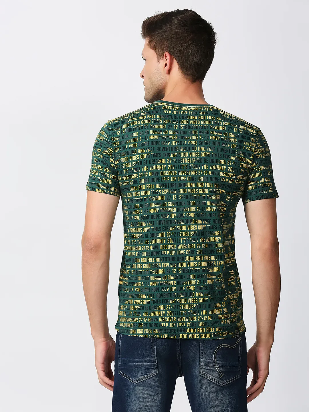 Green Regular Fit Men's Short Sleeves T-Shirt by Being Human Clothing - Image 4