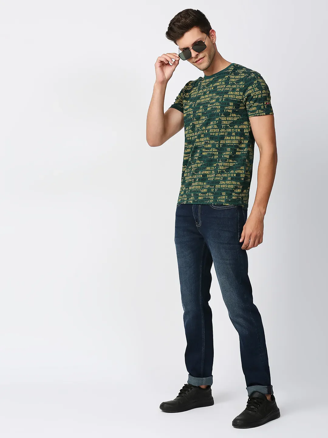 Green Regular Fit Men's Short Sleeves T-Shirt by Being Human Clothing - Image 6