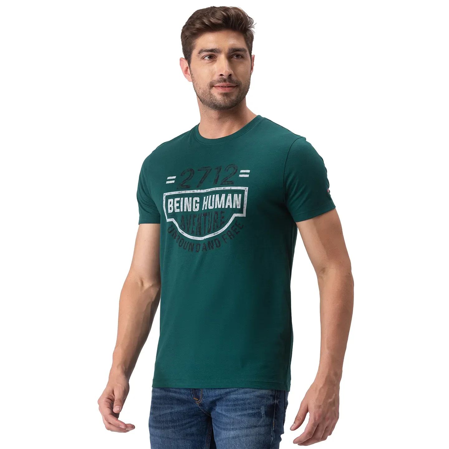 Green Regular Fit Men's Short Sleeves T-Shirt by Being Human Clothing - Image 4