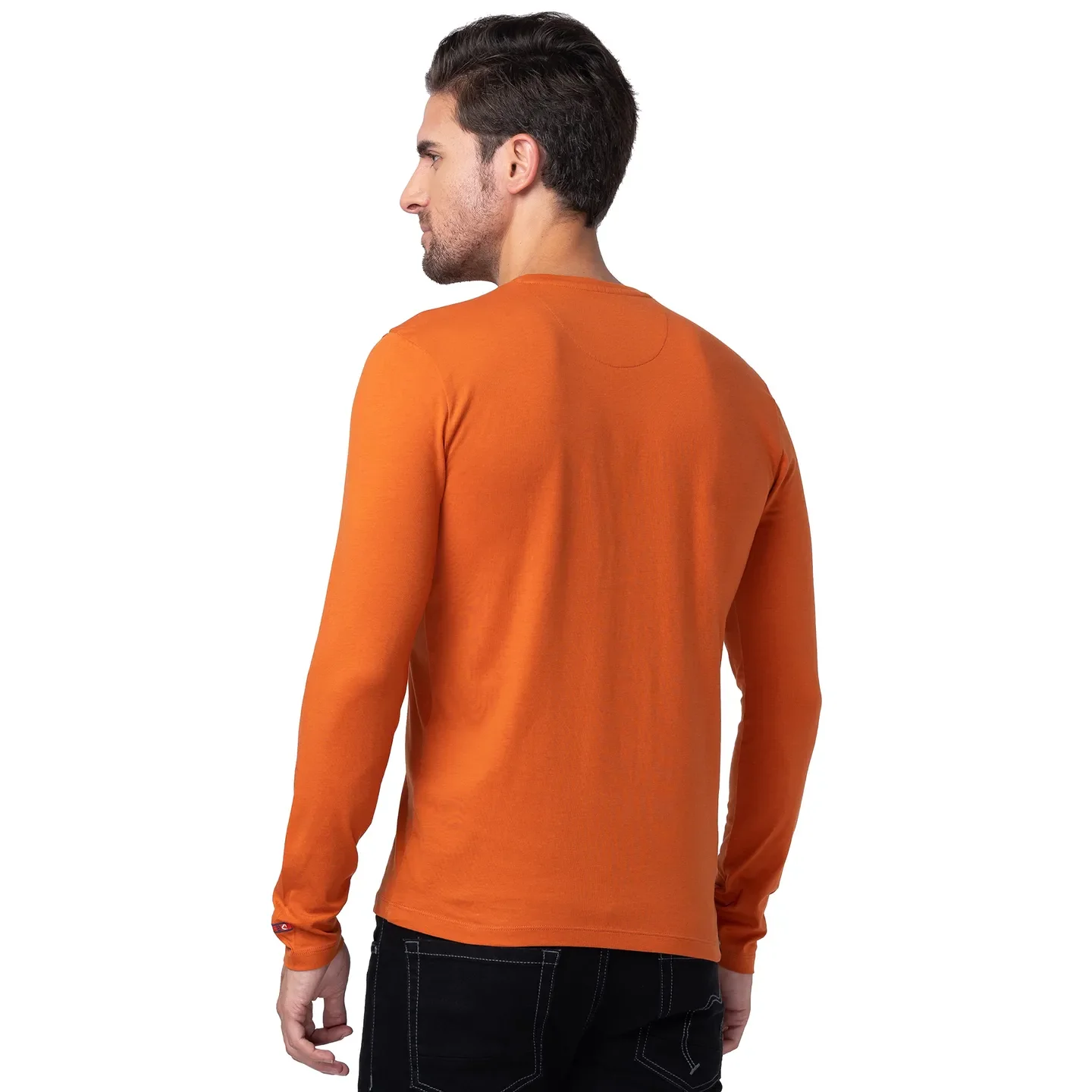 Orange Regular Fit Men's Long Sleeves T-Shirt by Being Human Clothing - Image 3