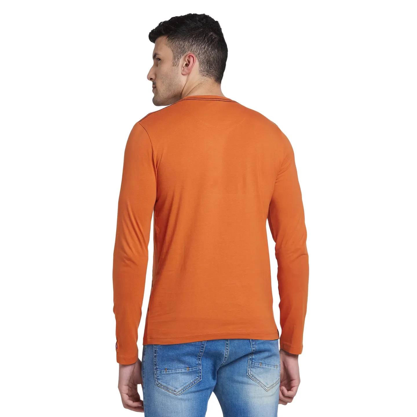 Orange Regular Fit Men's Long Sleeves T-Shirt by Being Human Clothing - Image 3